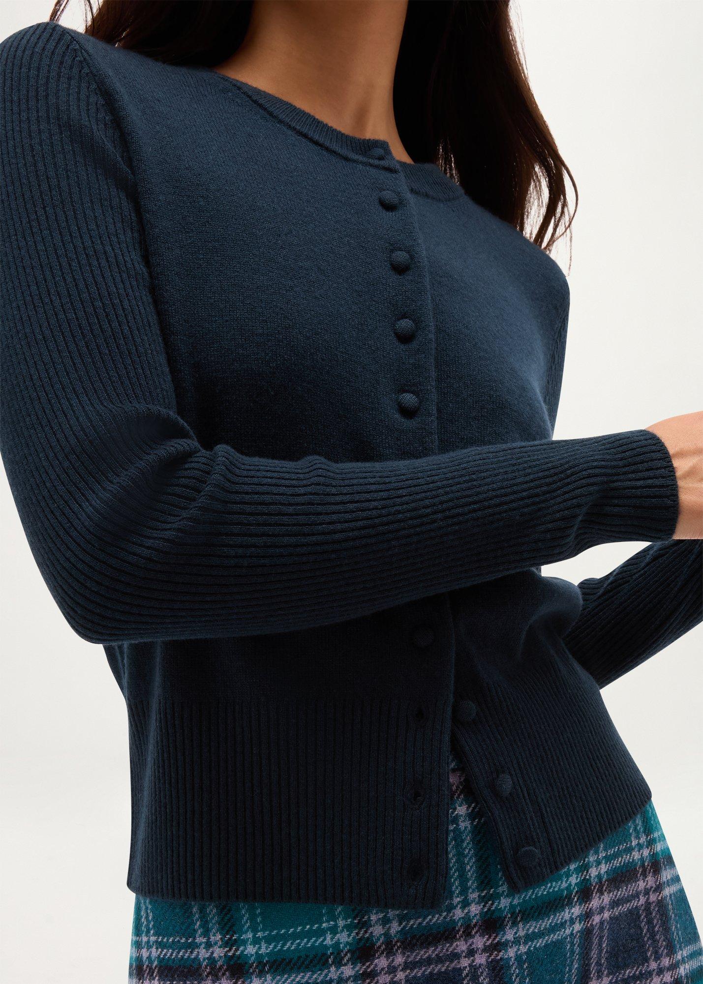 Elsa Wool Cashmere Cardigan, Deep Water Blue, hi-res