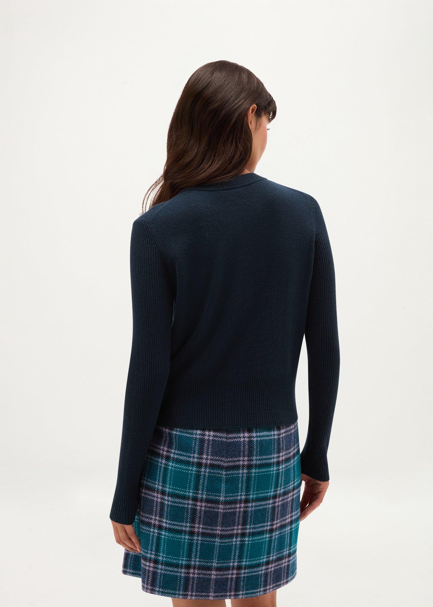 Elsa Wool Cashmere Cardigan, Deep Water Blue, hi-res