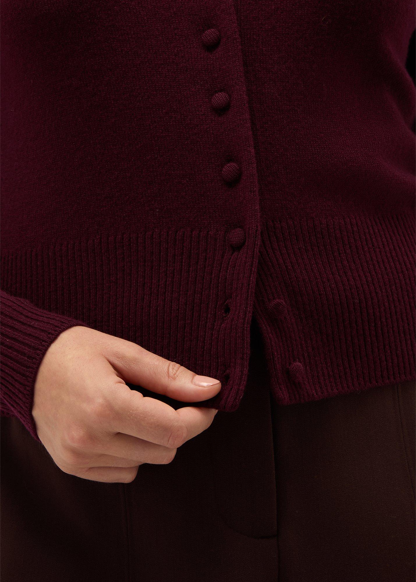 Elsa Wool Cashmere Cardigan, Fig Purple, hi-res