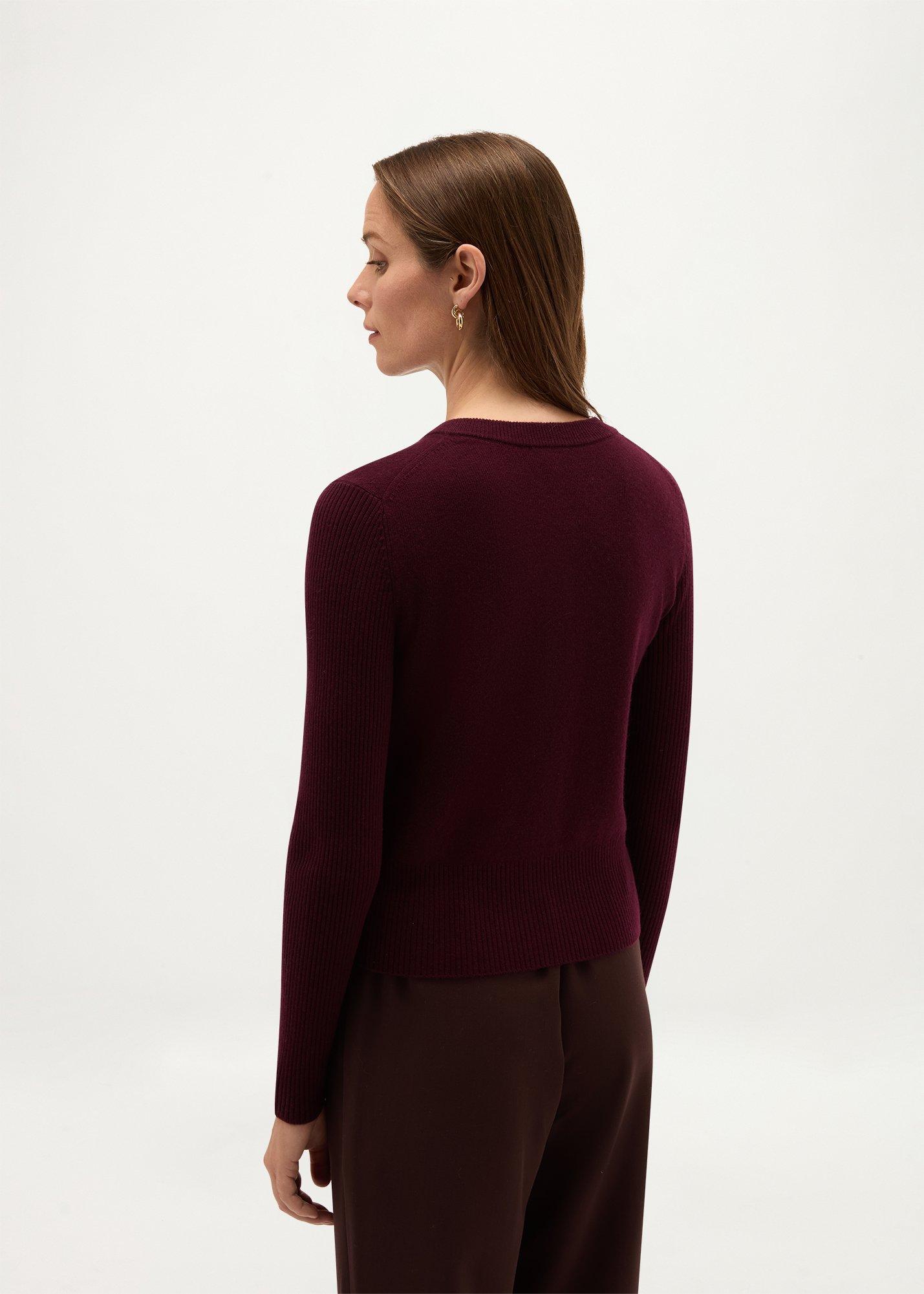 Elsa Wool Cashmere Cardigan, Fig Purple, hi-res
