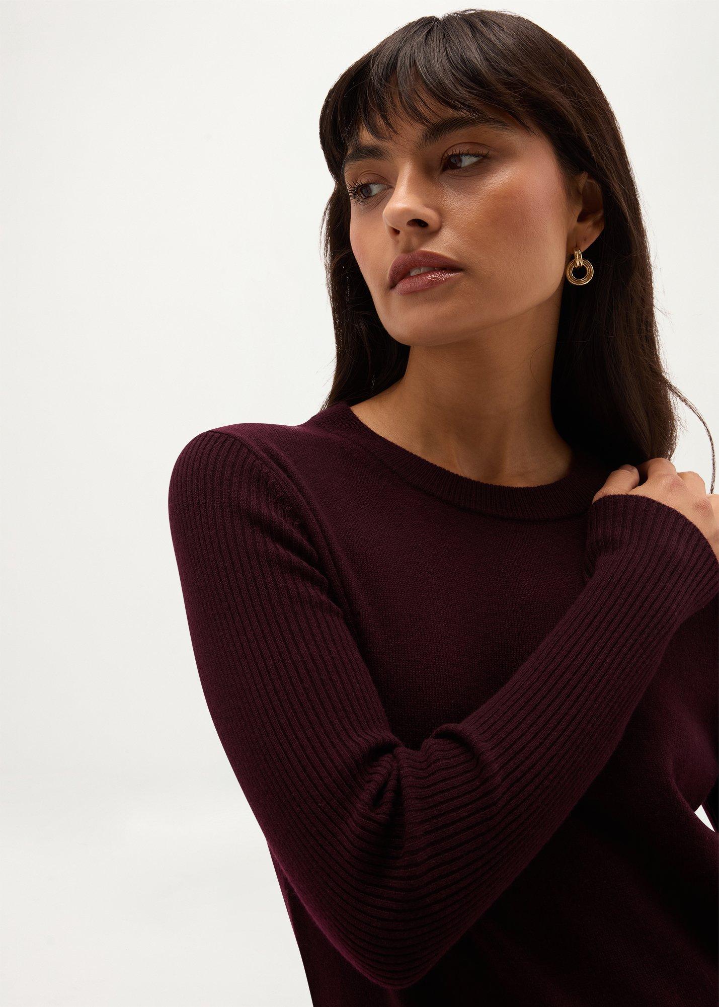 Amira Wool Cashmere Jumper, Malbec Purple, hi-res