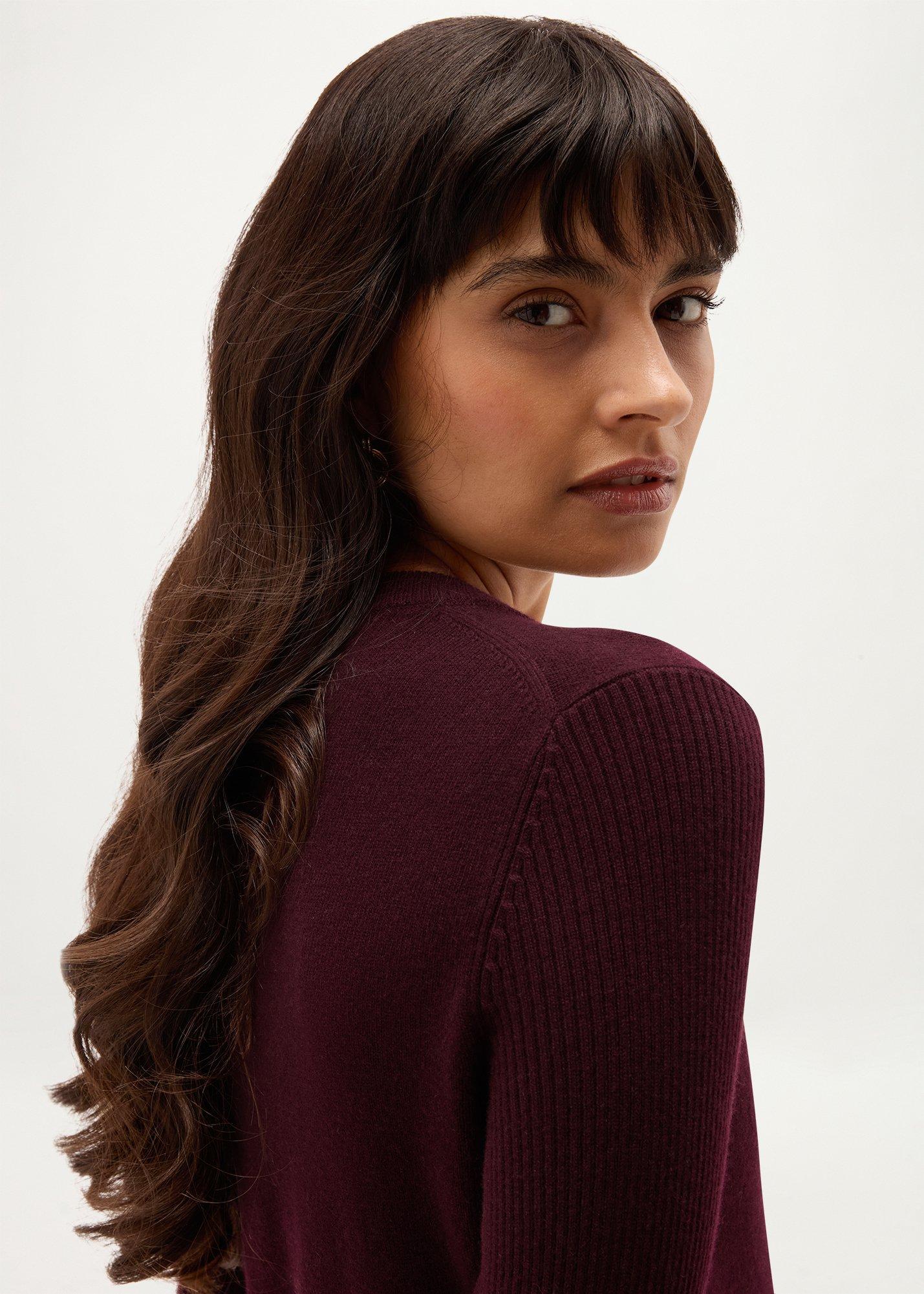 Amira Wool Cashmere Jumper, Malbec Purple, hi-res
