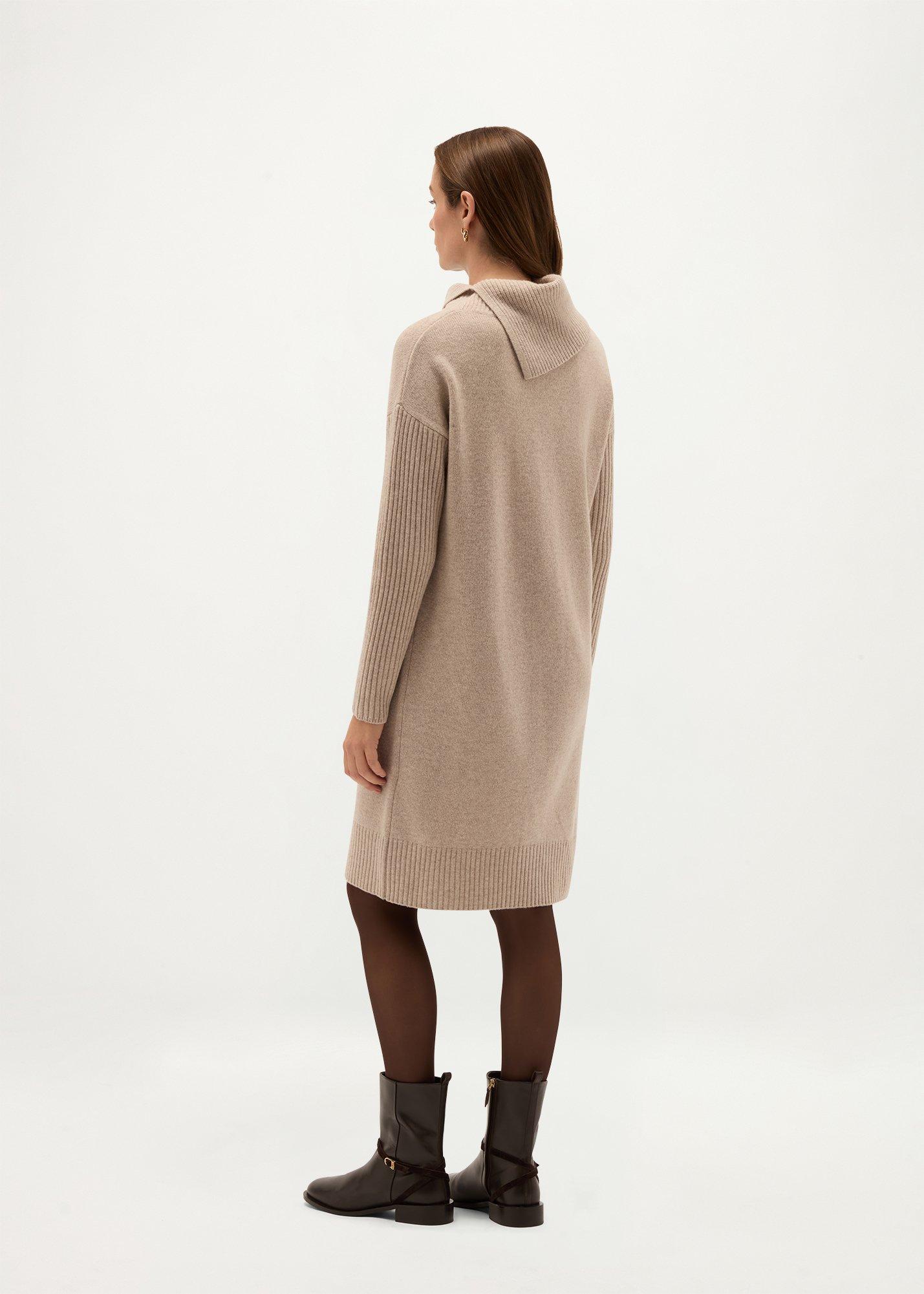 Irene Knitted Dress, Oatmeal Marl, hi-res