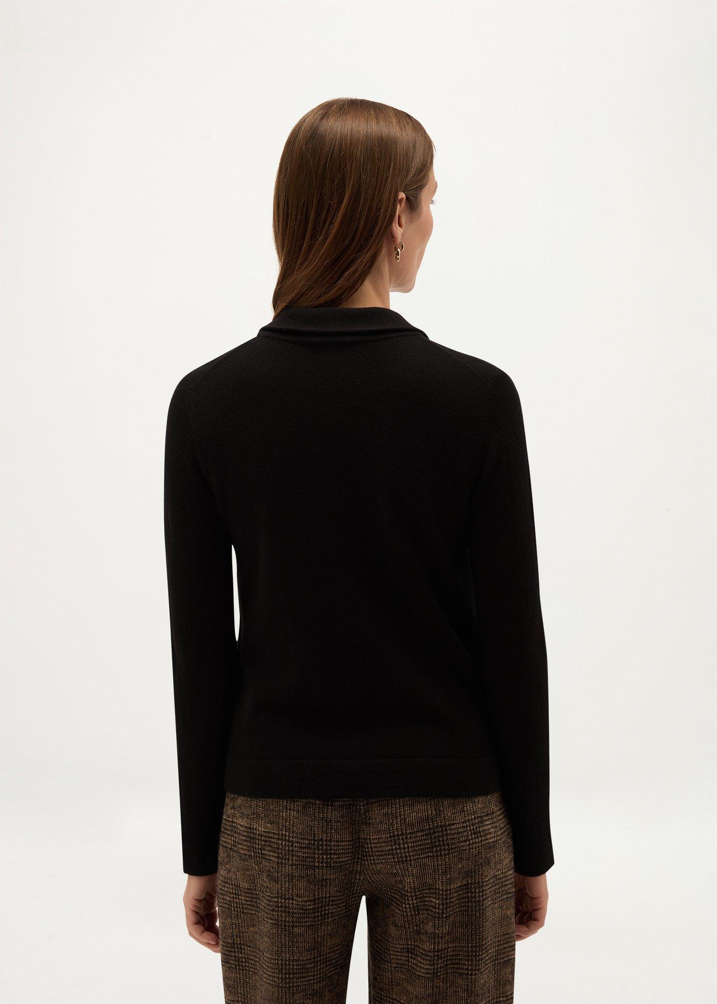 Mabel Wool Cashmere Tie Neck Jumper, Black, hi-res