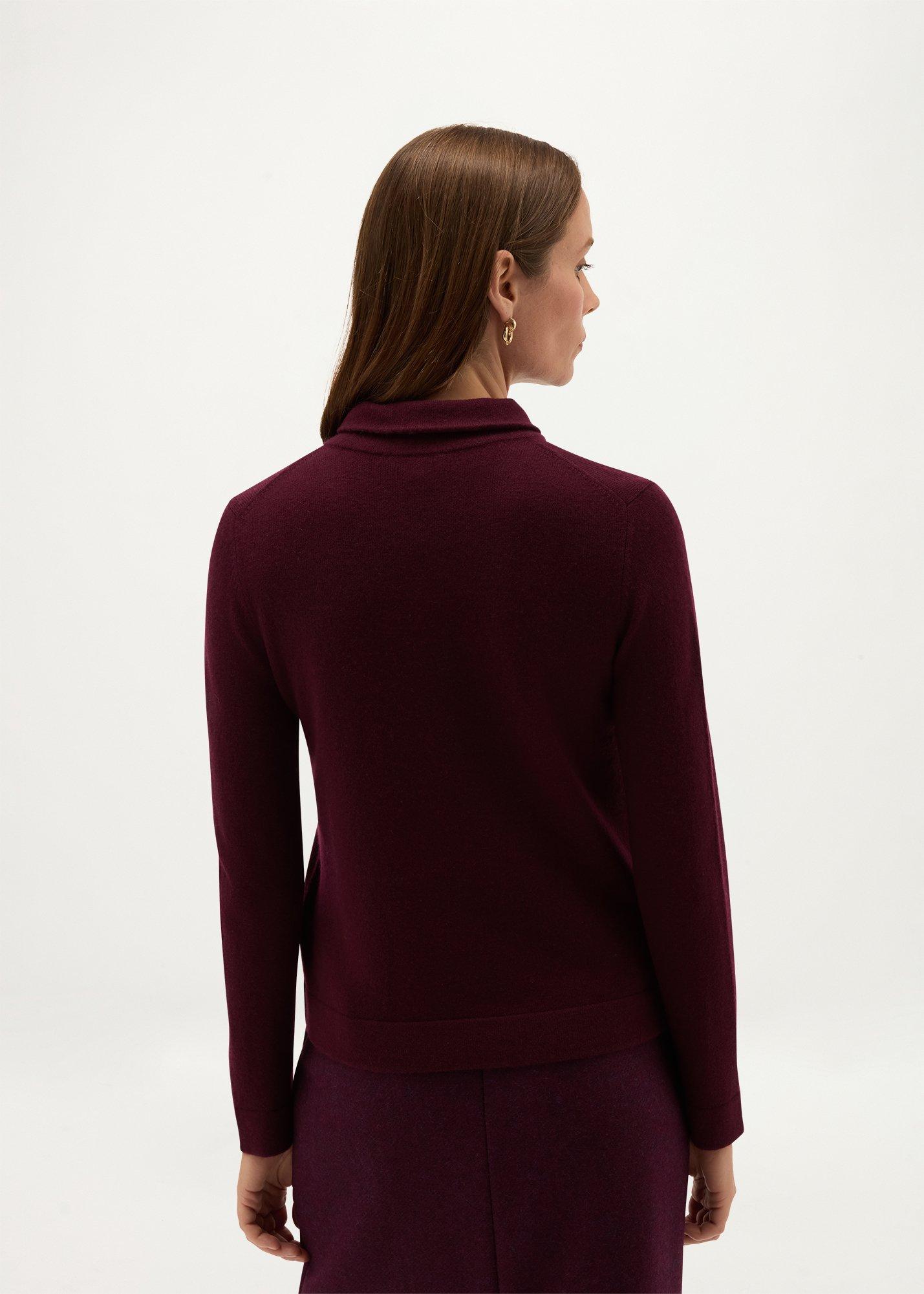 Mabel Wool Cashmere Tie Neck Jumper, Fig Purple, hi-res