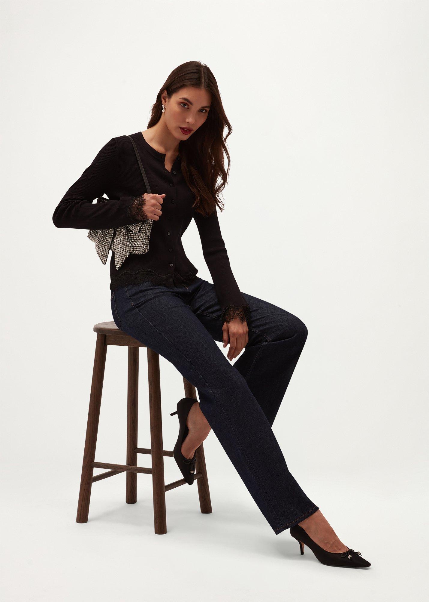 Suri Lace Cardigan, Black, hi-res