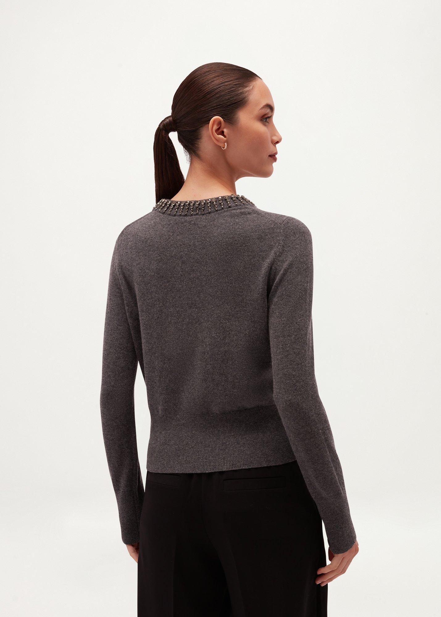 Lindie Embellished Jumper With Wool, Charcoal Grey, hi-res