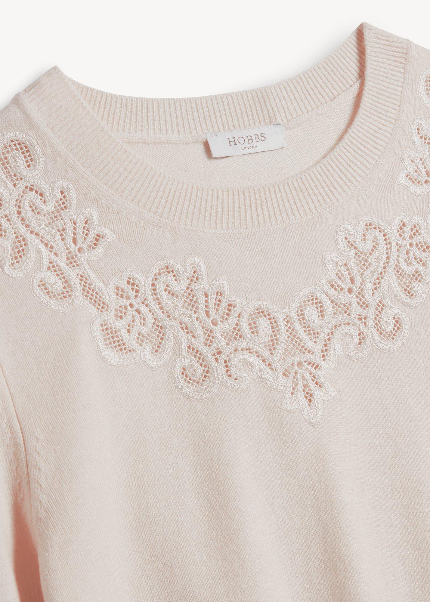 Rue Lace Insert Jumper, Warm Ivory, hi-res