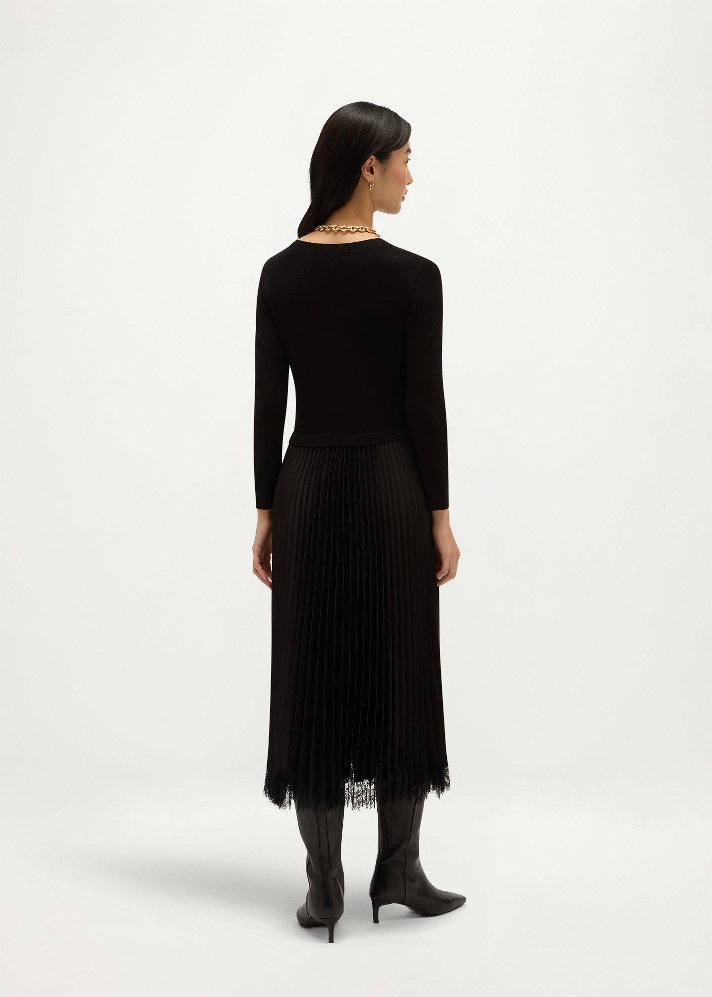 Lucinda Lace Knit Dress, Black, hi-res