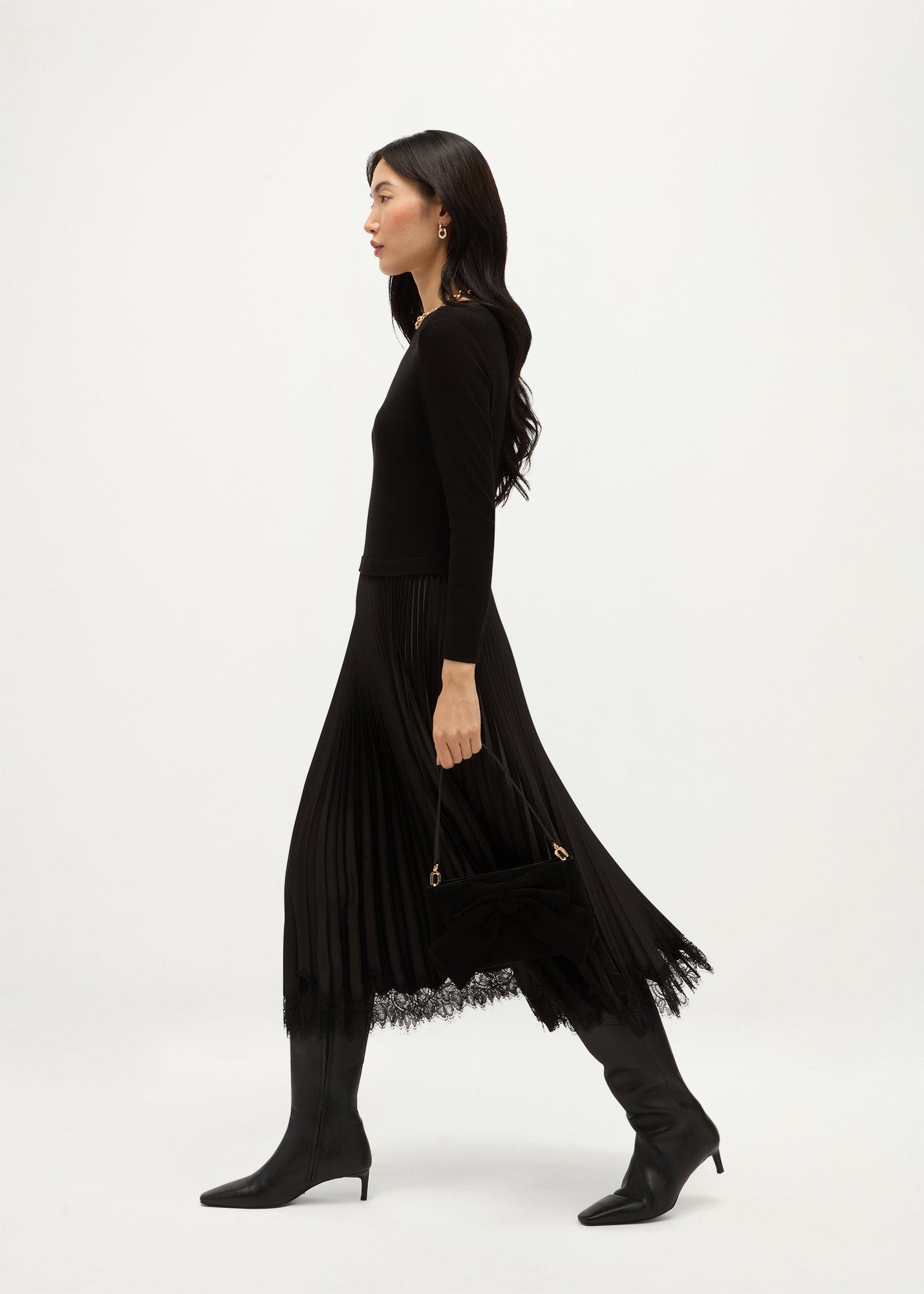 Lucinda Lace Knit Dress, Black, hi-res
