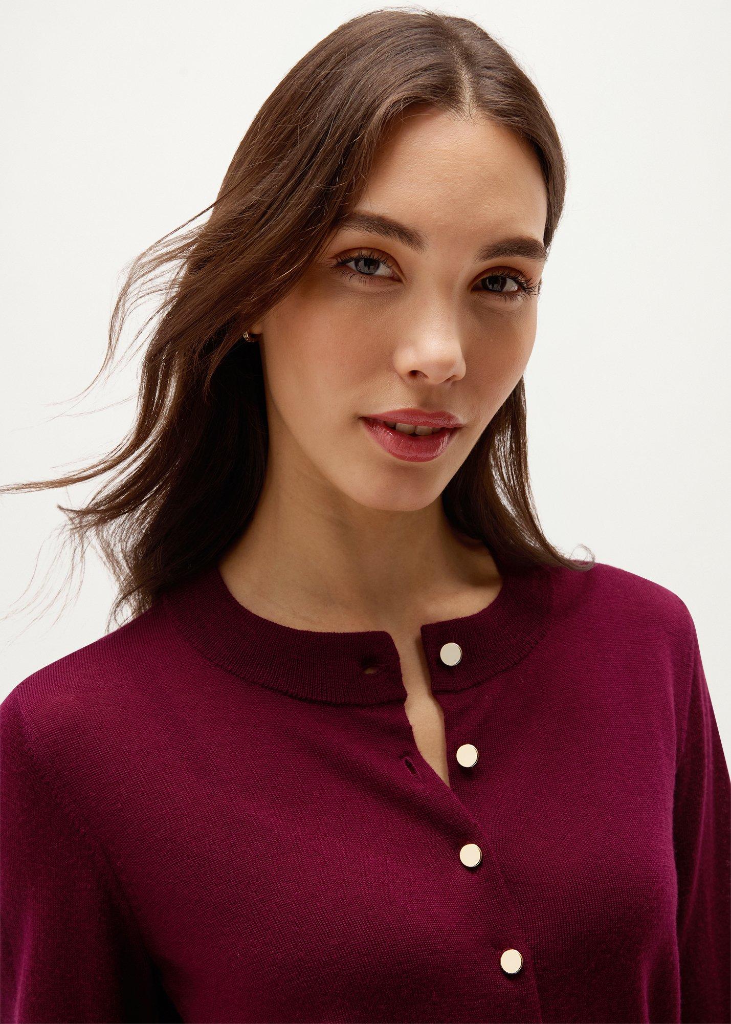 Marie Merino Cardigan, Warm Plum, hi-res