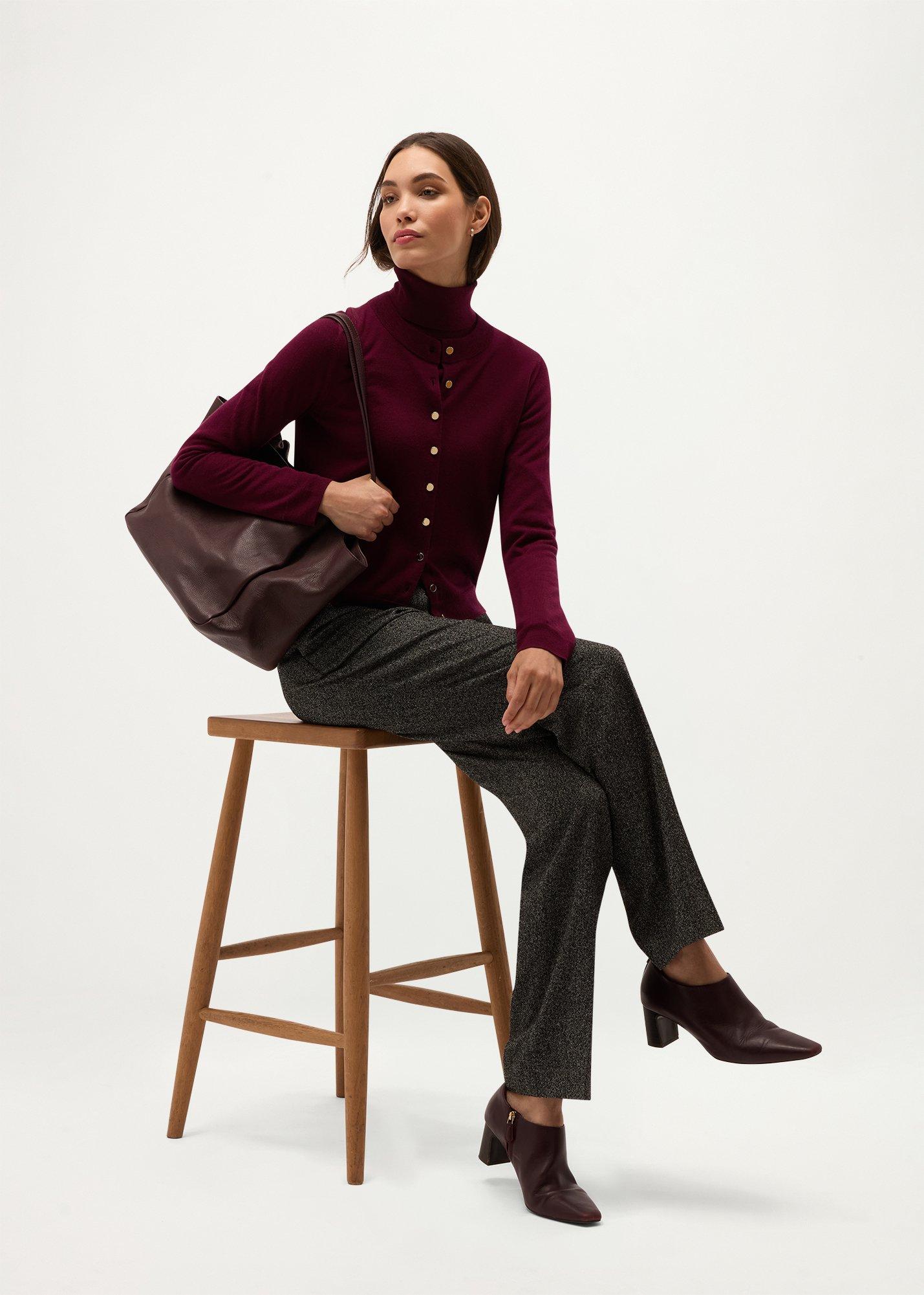 Marie Merino Cardigan, Warm Plum, hi-res