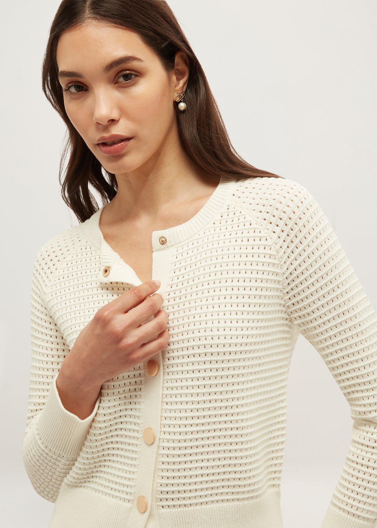 Florian Cotton Cardigan, Ivory, hi-res