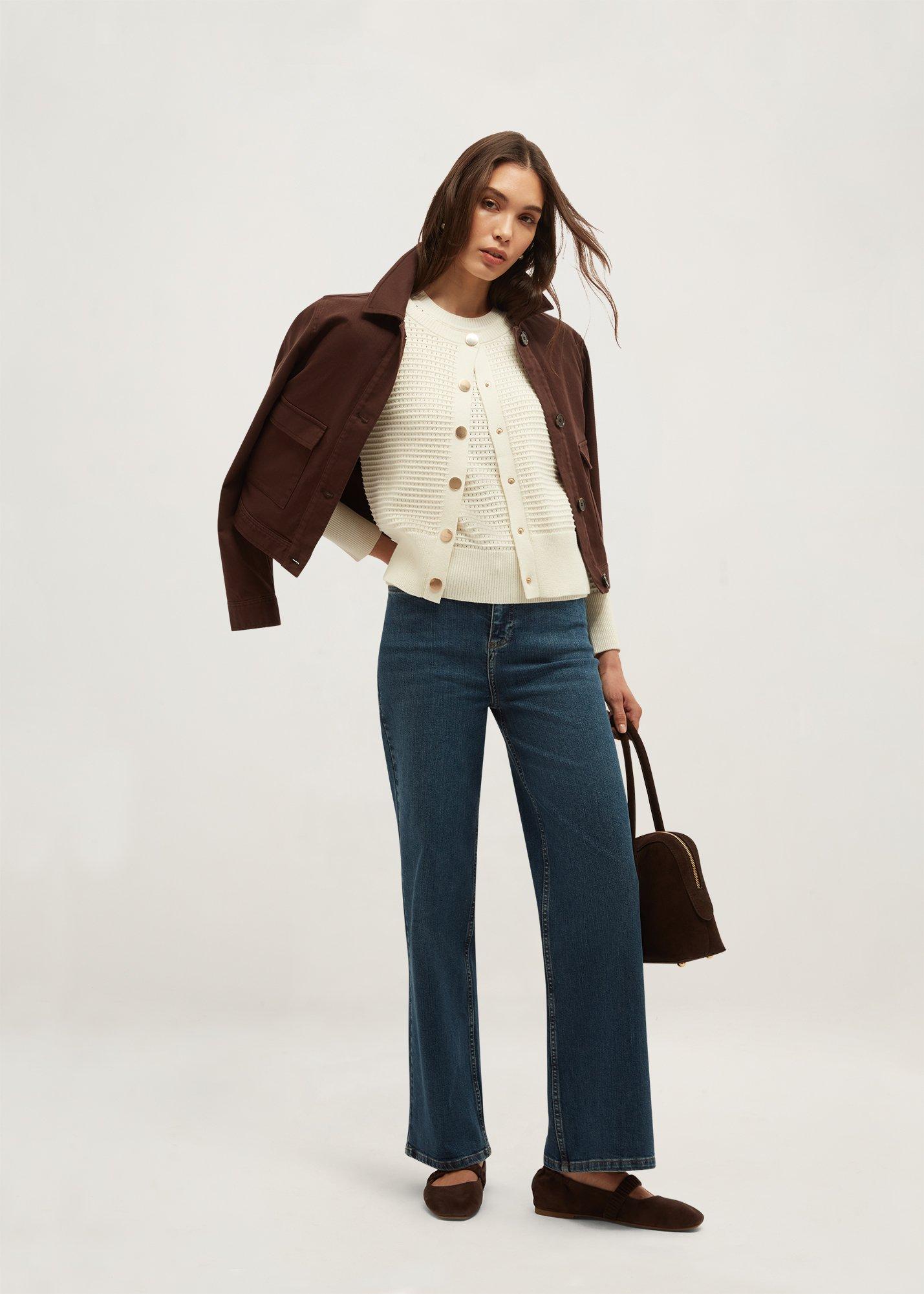 Florian Cotton Cardigan, Ivory, hi-res