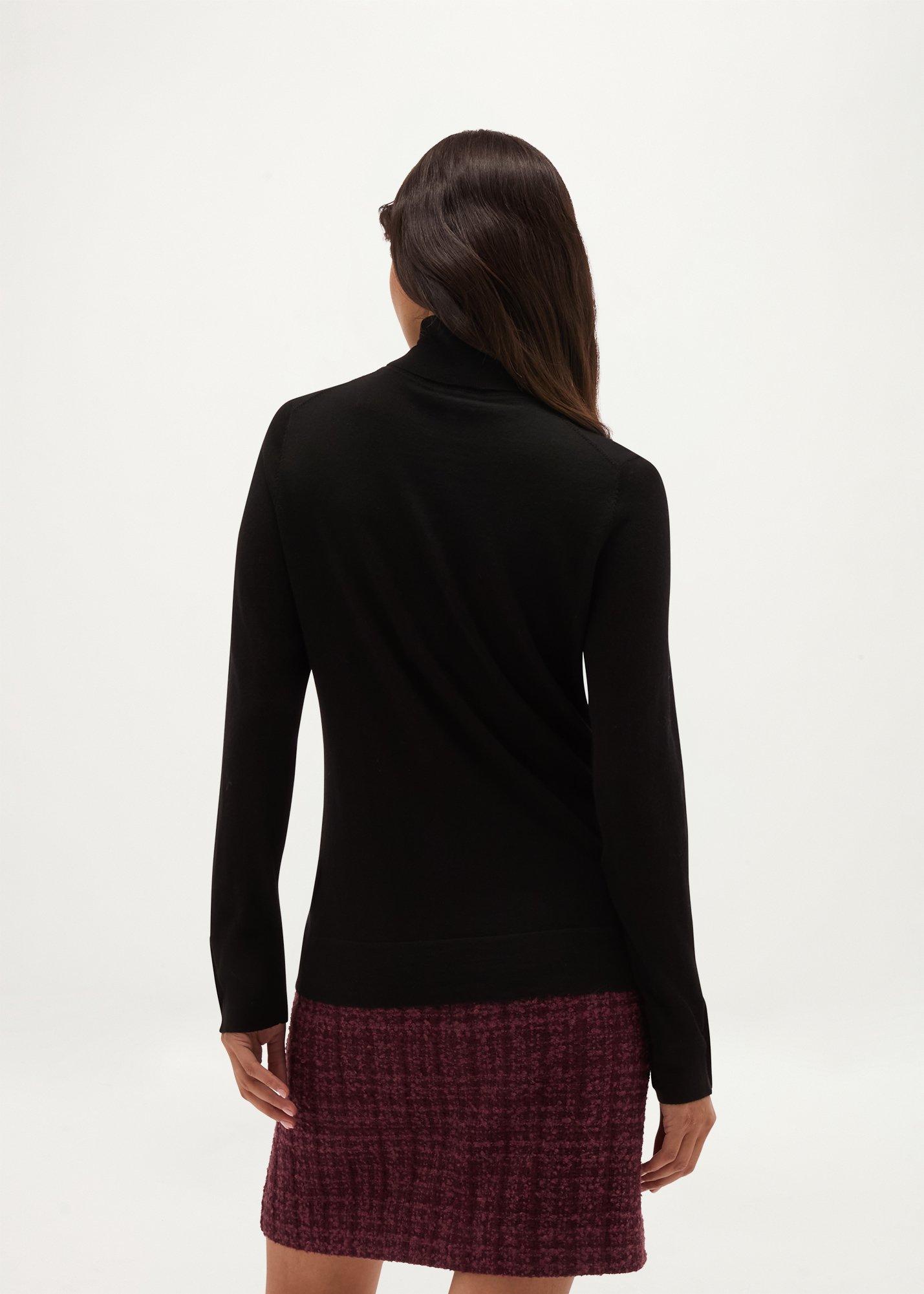 Lara Merino Rollneck Jumper, Black, hi-res