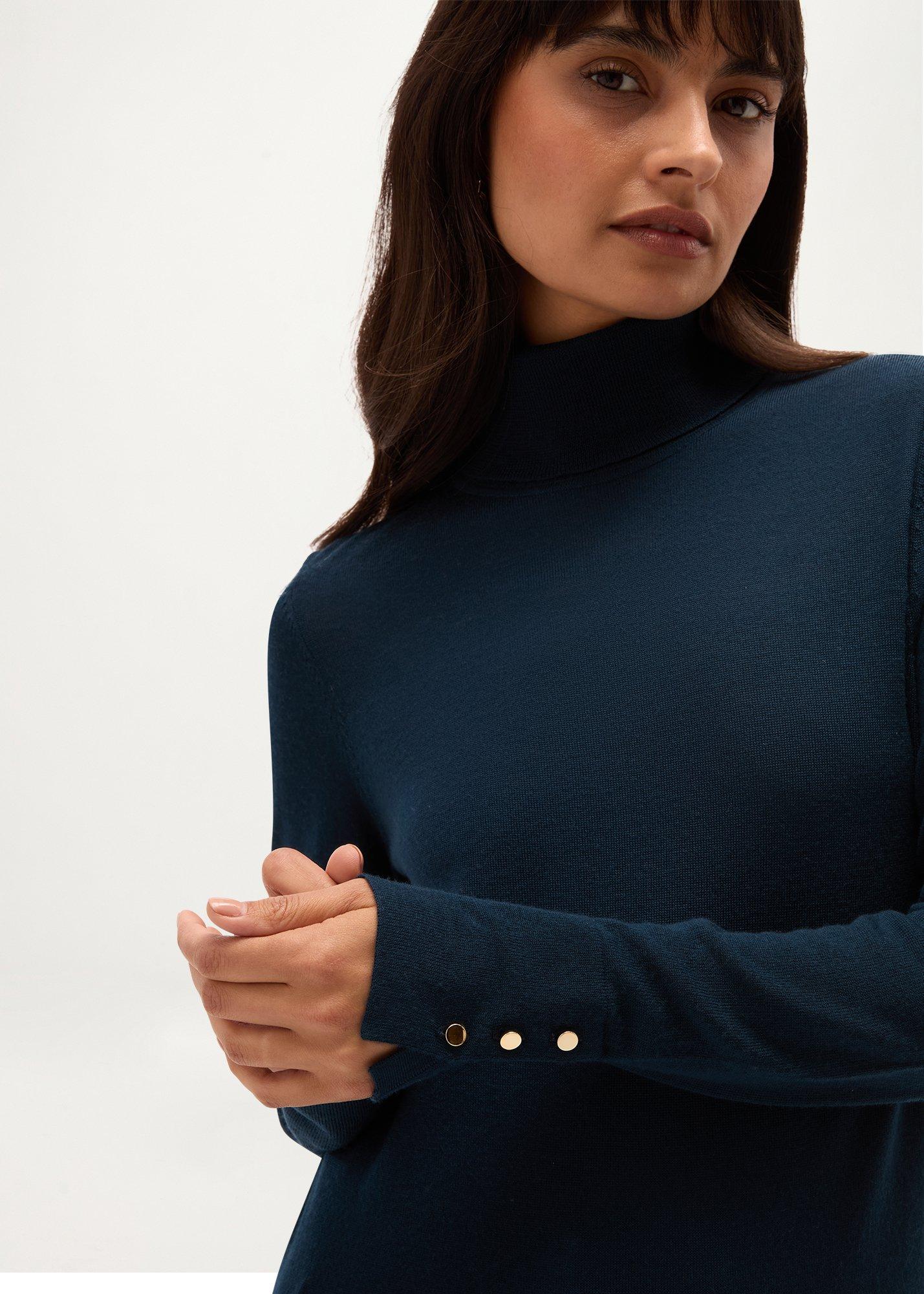 Lara Merino Rollneck Jumper, Deep Water Blue, hi-res