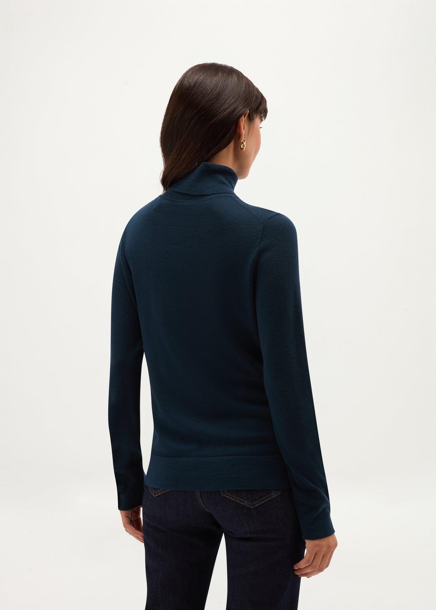 Lara Merino Rollneck Jumper, Deep Water Blue, hi-res