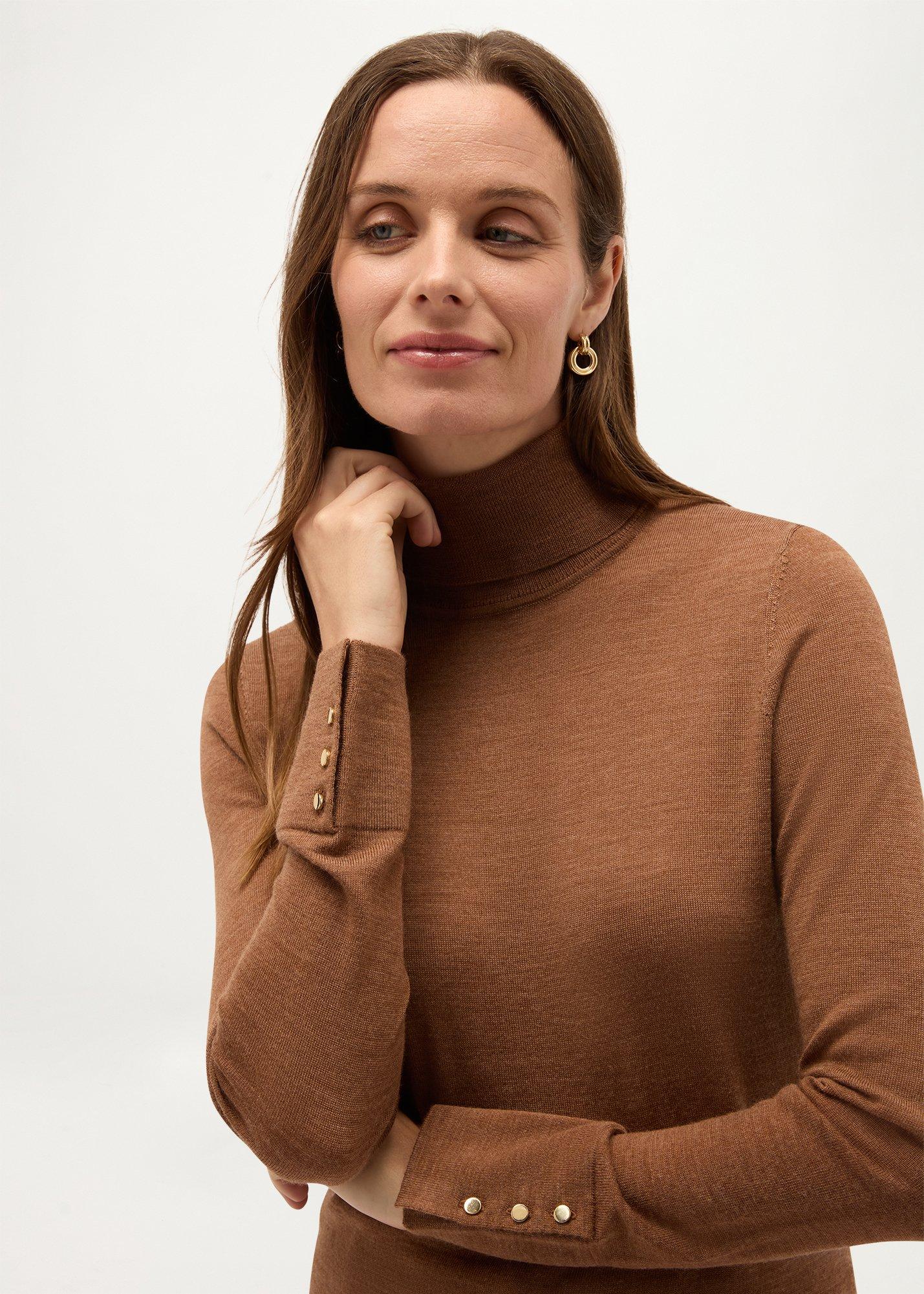 Lara Merino Rollneck Jumper, Vicuna Marl, hi-res