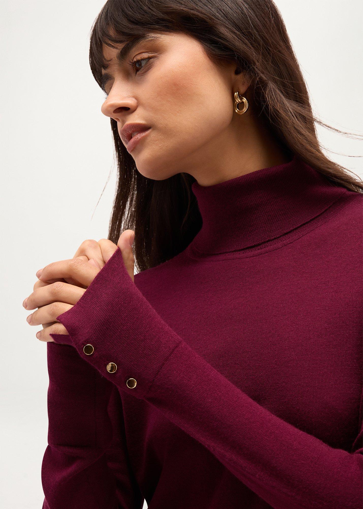 Lara Merino Rollneck Jumper, Warm Plum, hi-res