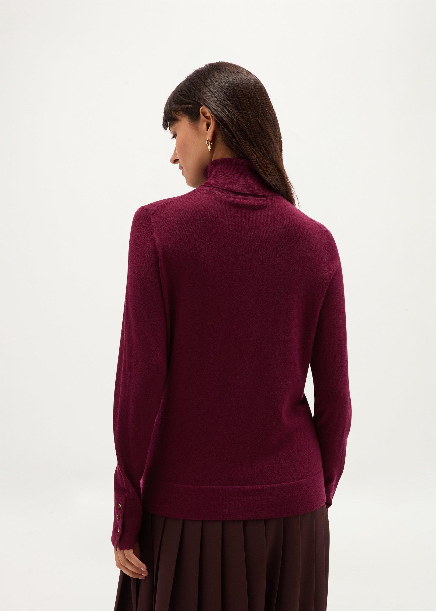 Lara Merino Rollneck Jumper, Warm Plum, hi-res
