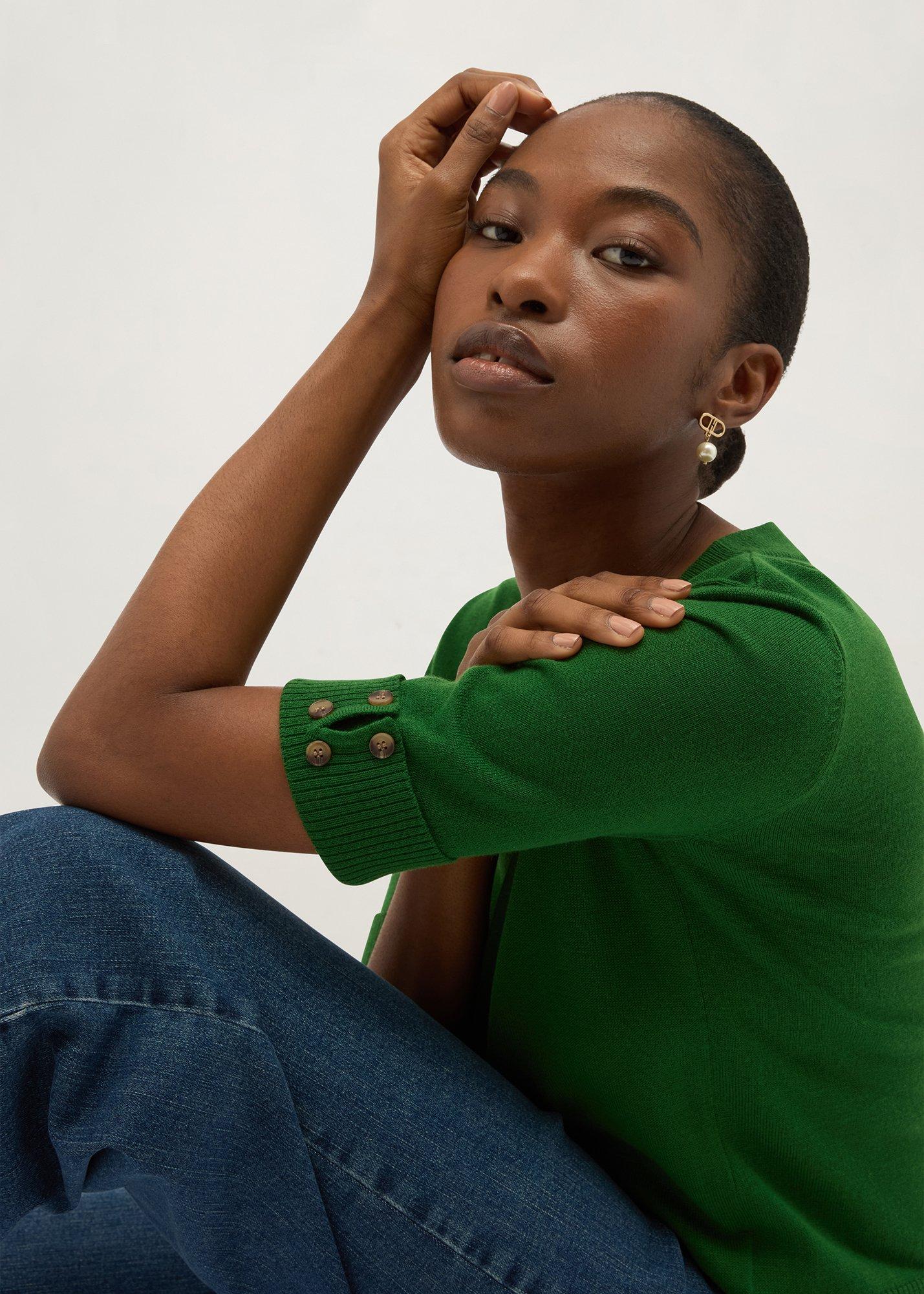 Leanne Knitted Top, Spruce Green, hi-res