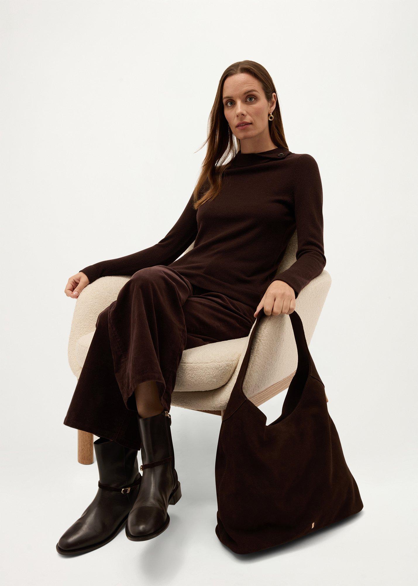 Talia Wool Cashmere Jumper, Alder Brown, hi-res