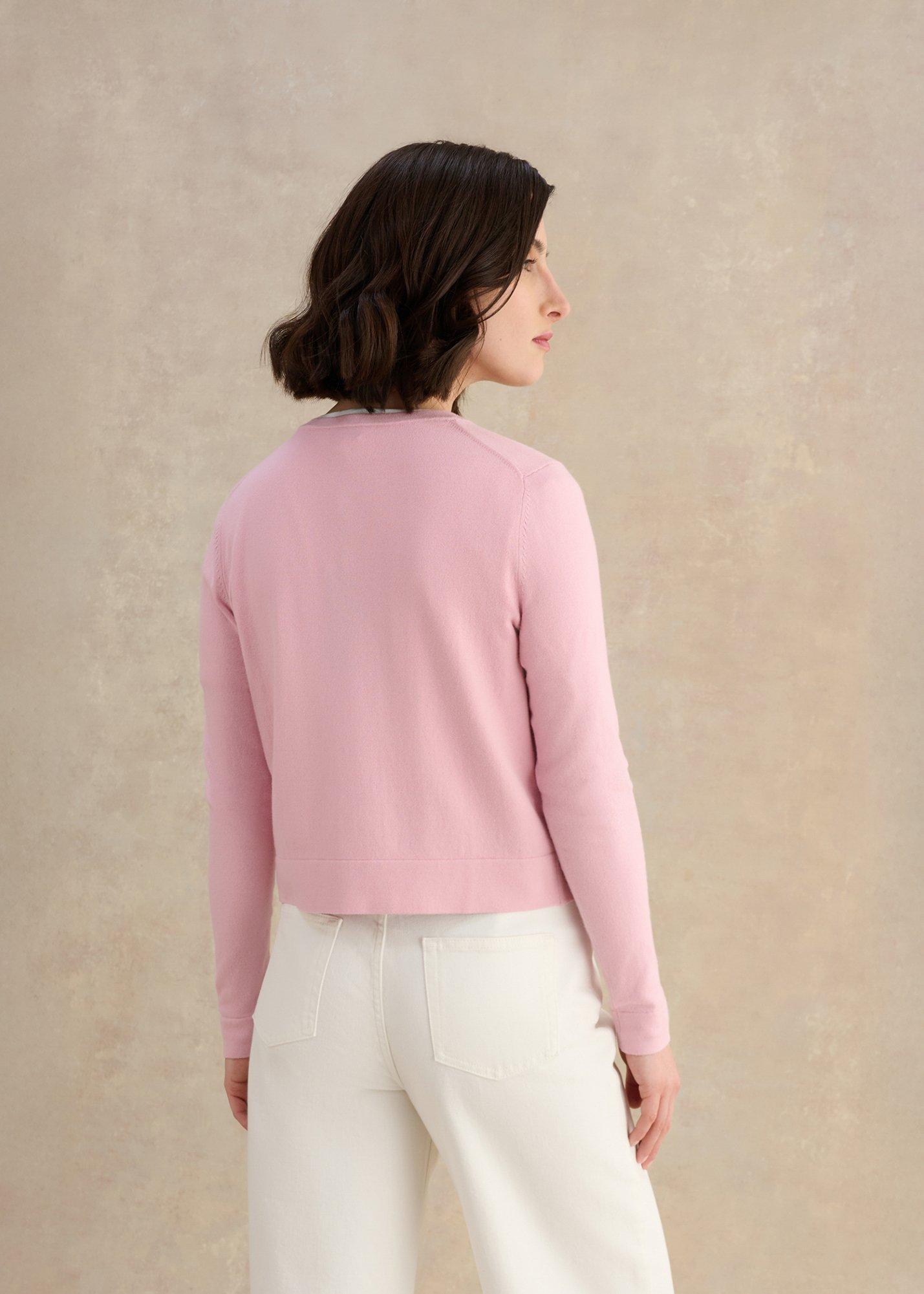 Michelle Cotton Blend Cardigan , Vintage Pink, hi-res