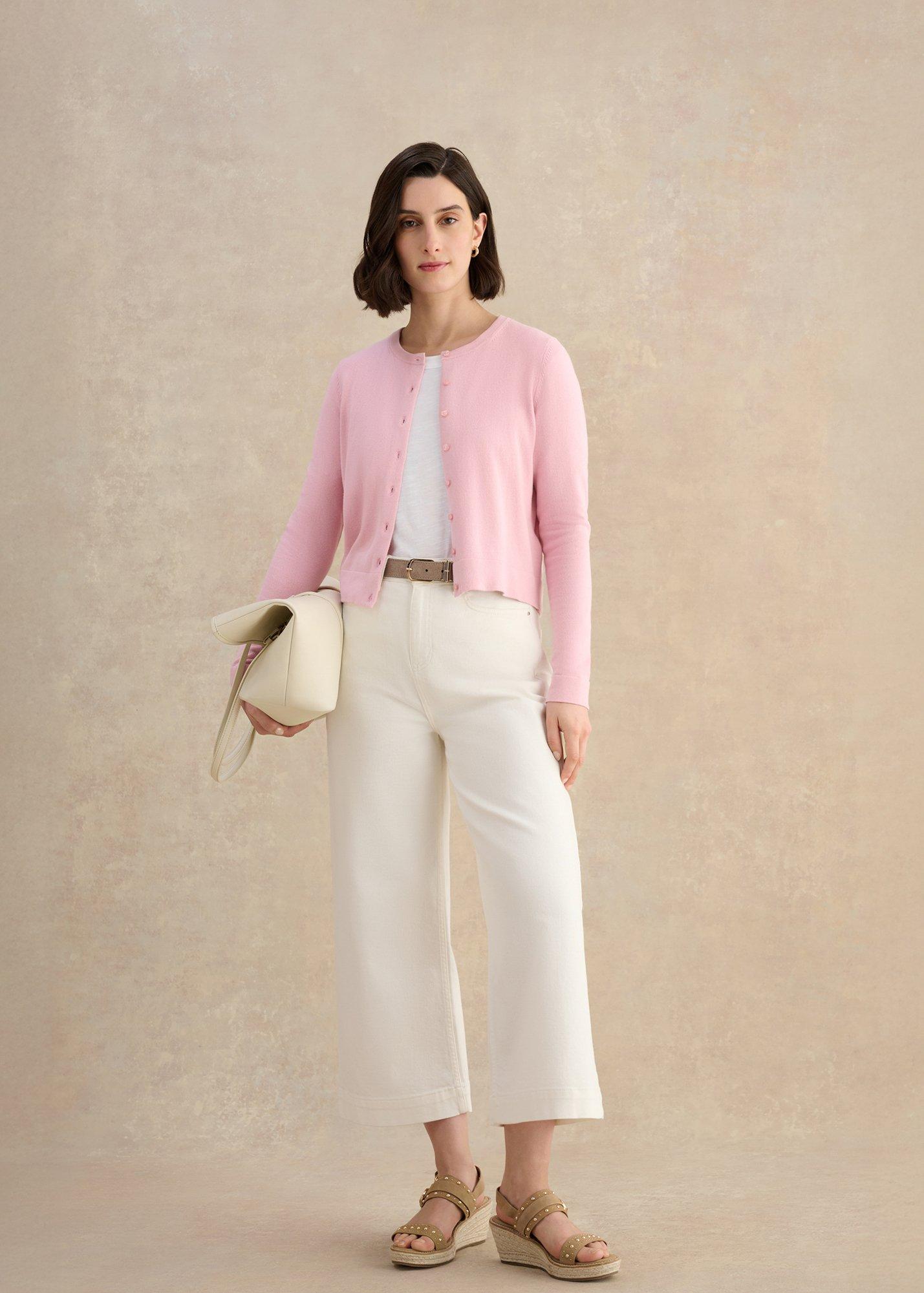 Michelle Cotton Blend Cardigan , Vintage Pink, hi-res