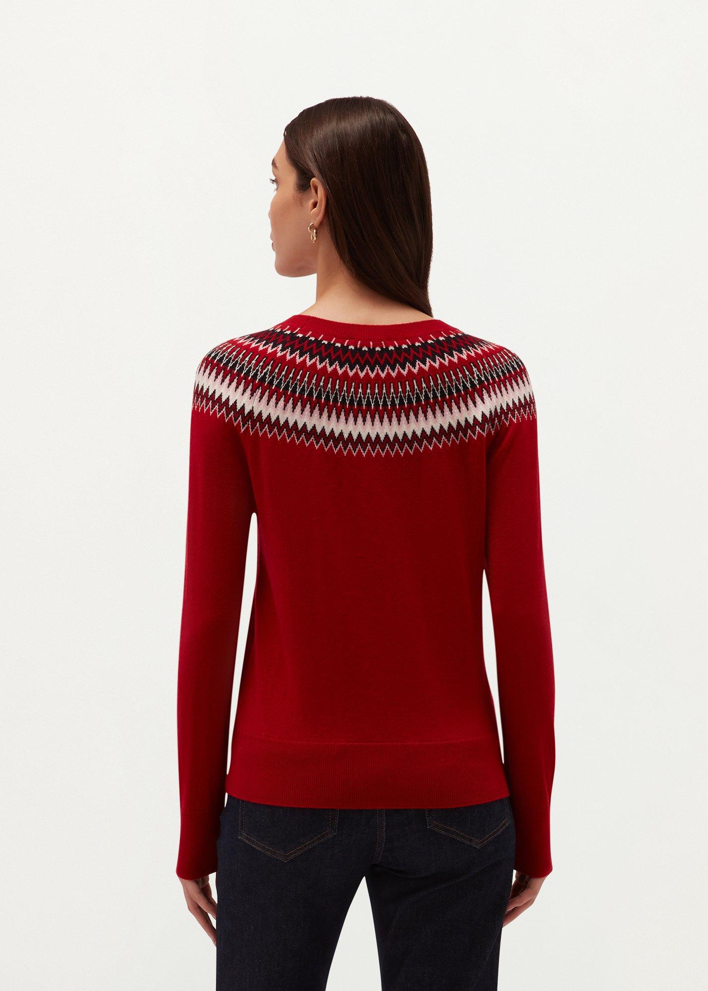 Greta Fairisle Jumper, Red Pink, hi-res