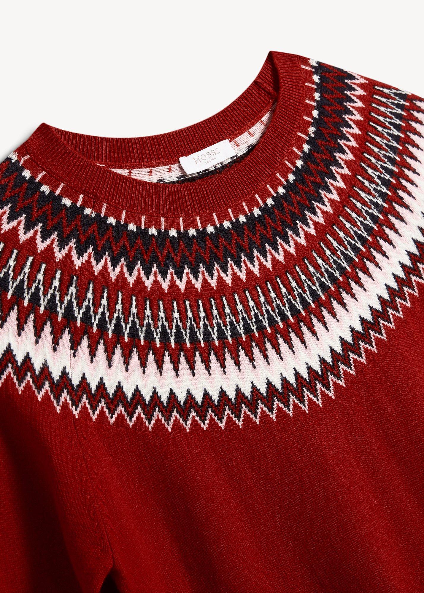 Greta Fairisle Jumper, Red Pink, hi-res