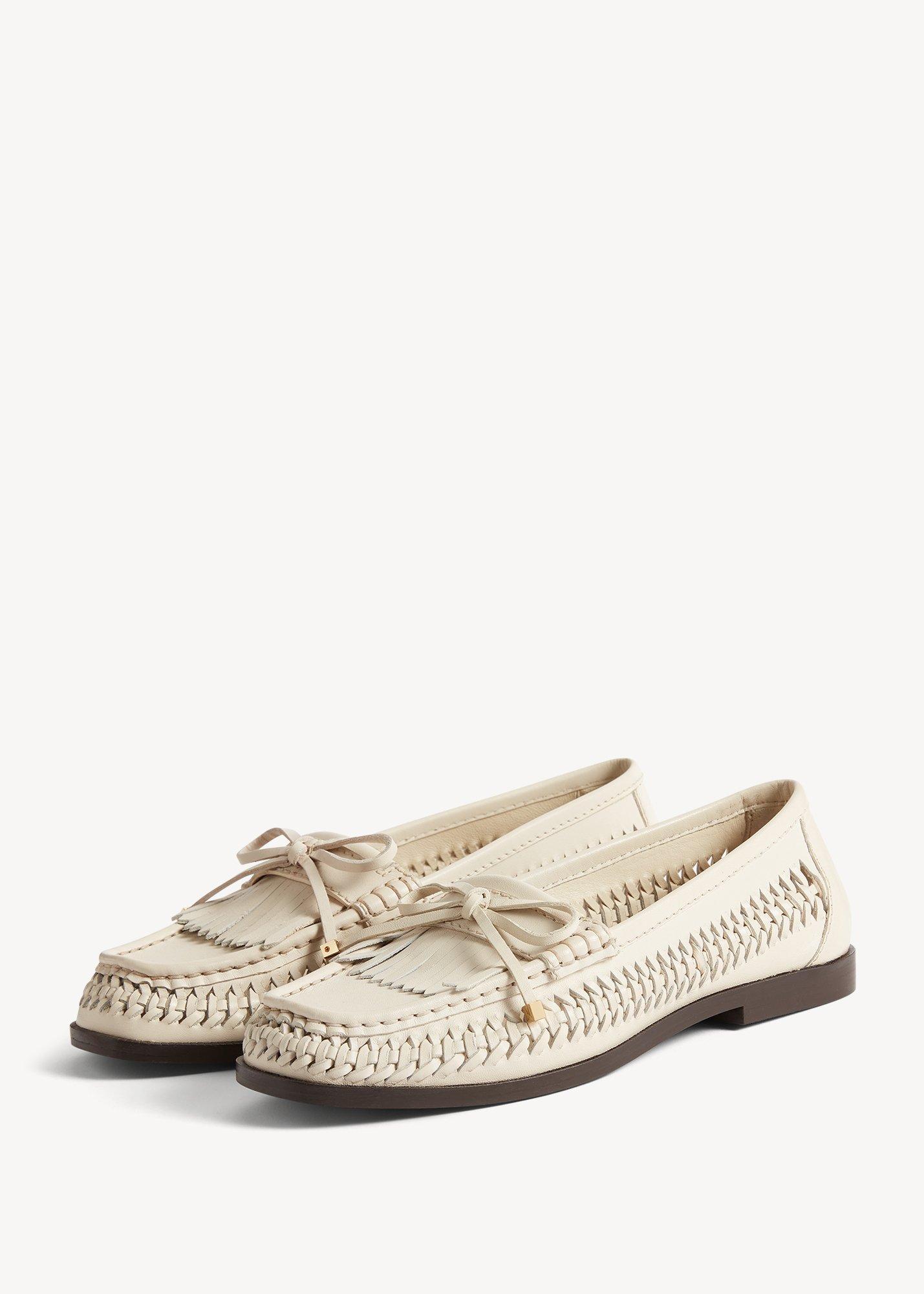 Darcy Woven Leather Loafers, Warm Ivory, hi-res