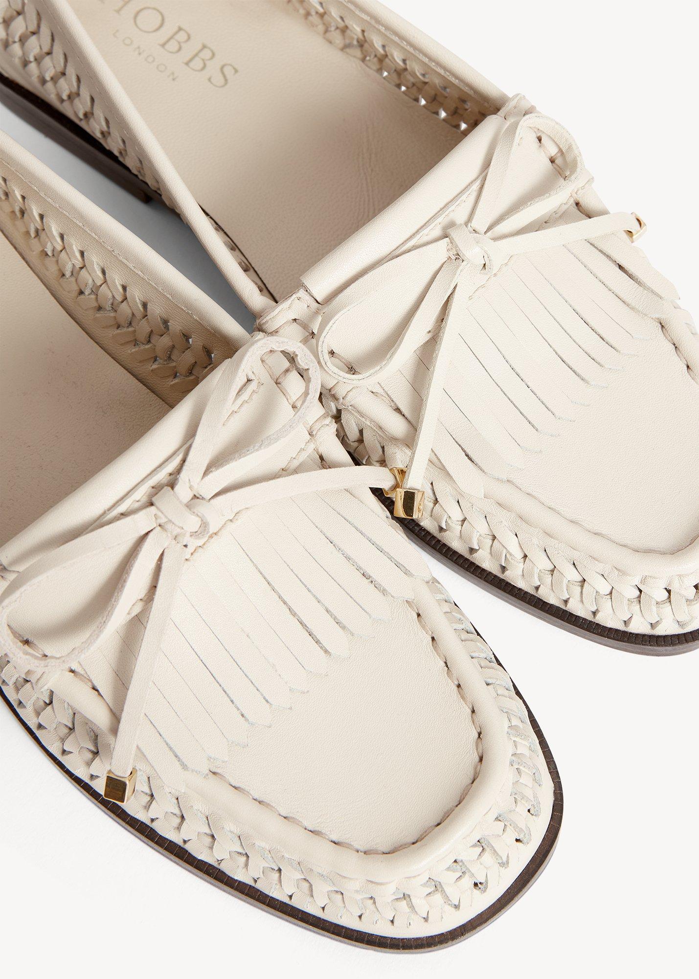 Darcy Woven Leather Loafers, Warm Ivory, hi-res