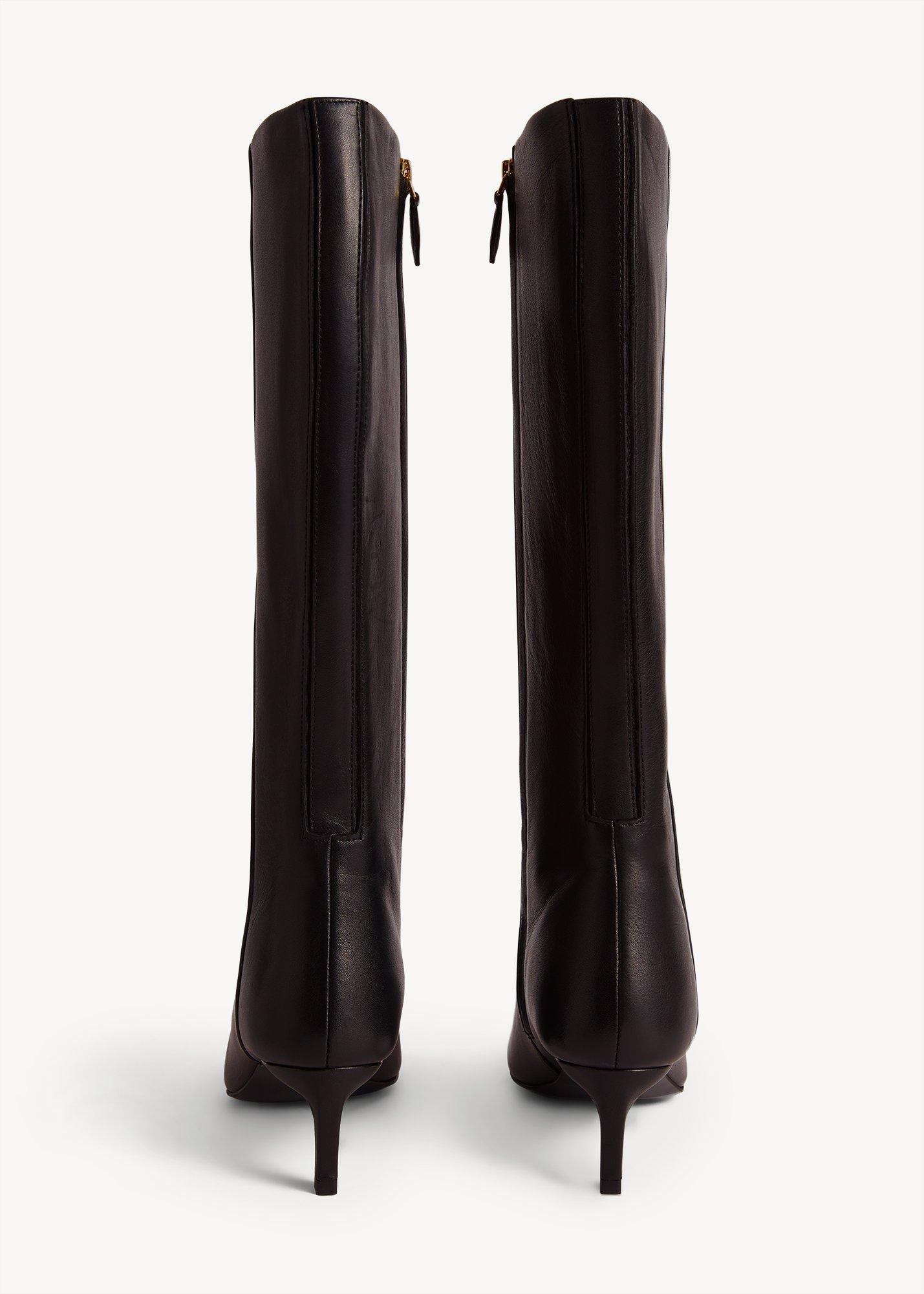 Grace Leather Knee Boots, Black, hi-res
