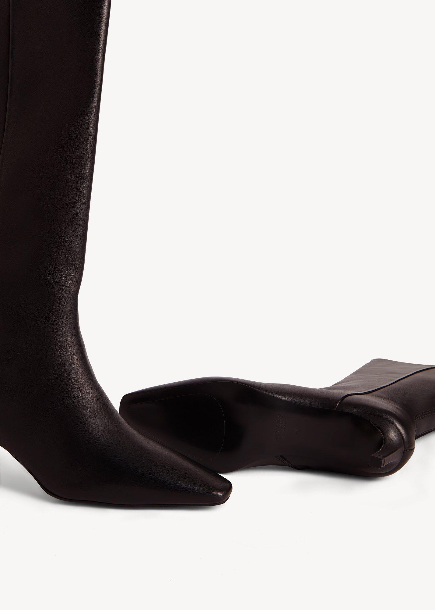 Grace Leather Knee Boots, Black, hi-res