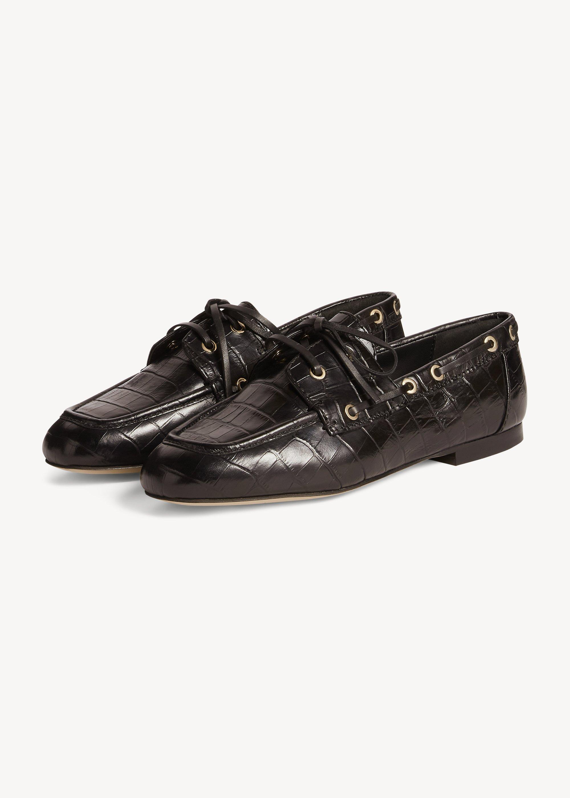 Yasmine Leather Loafers, Black, hi-res