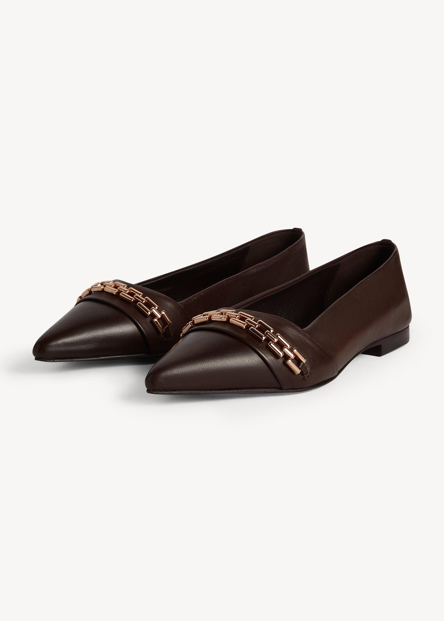 Raya Leather Flats, Alder Brown, hi-res