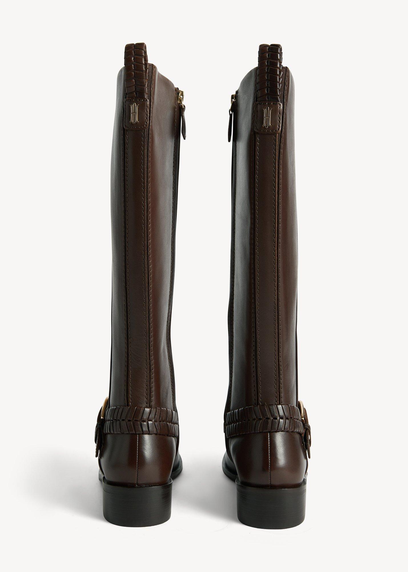 Frankie Leather Knee Boots, Alder Brown, hi-res