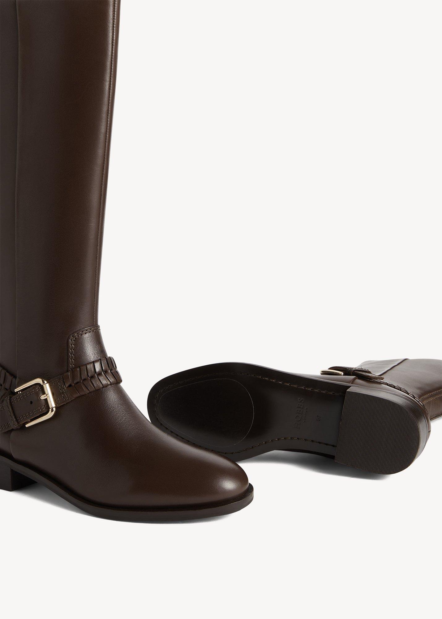 Frankie Leather Knee Boots, Alder Brown, hi-res
