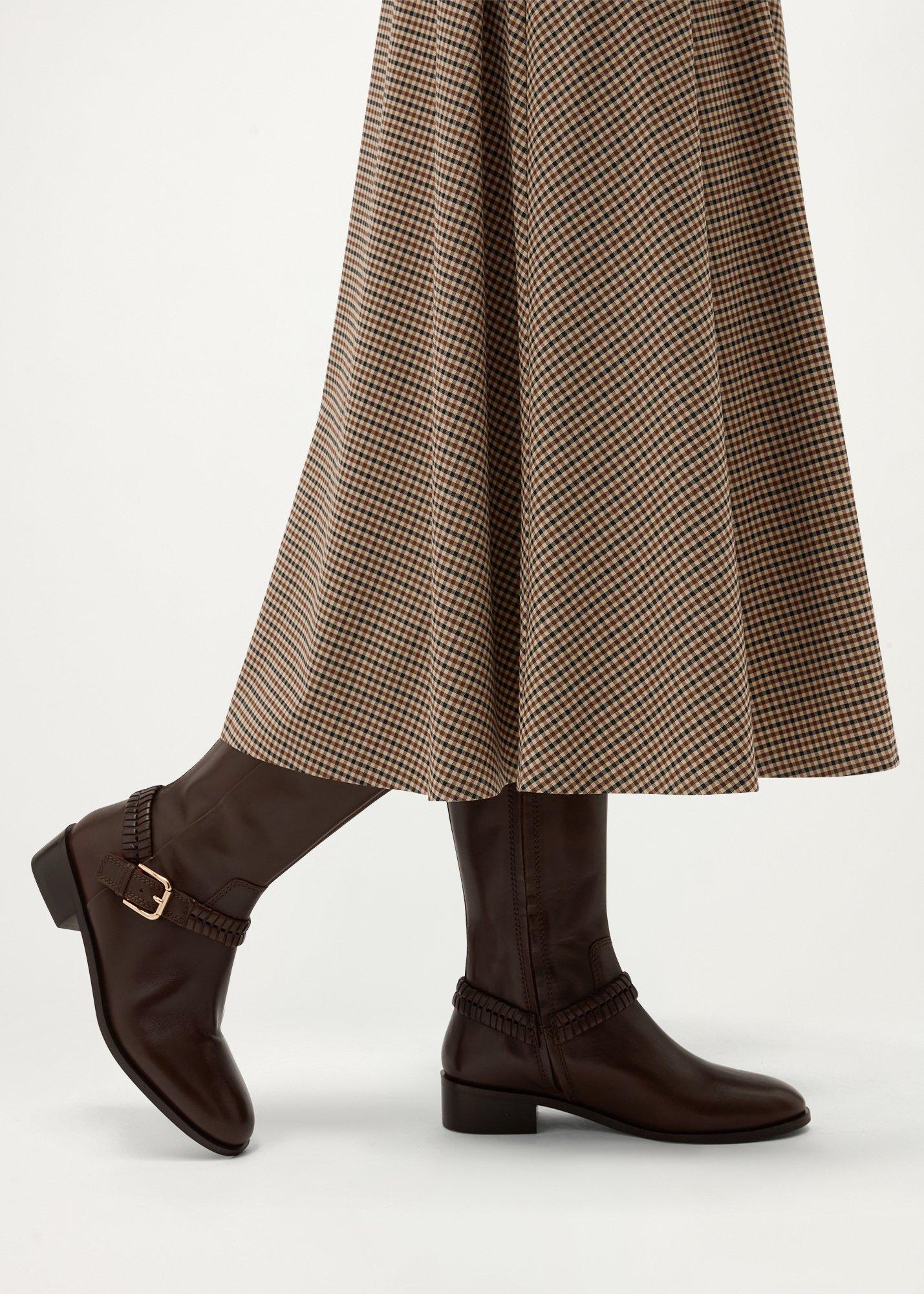 Frankie Leather Knee Boots, Alder Brown, hi-res