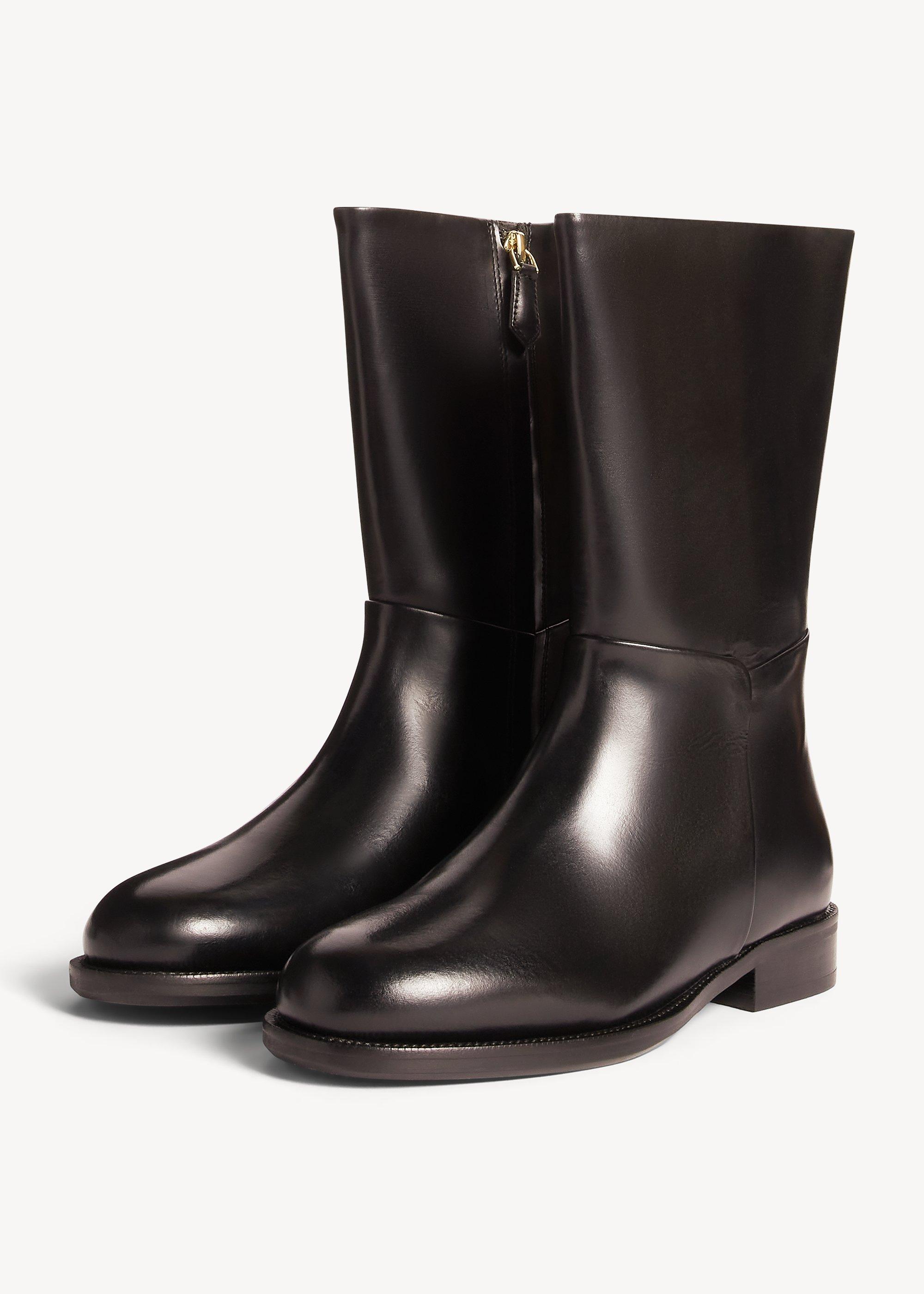 Dani Leather Ankle Boots, Black, hi-res