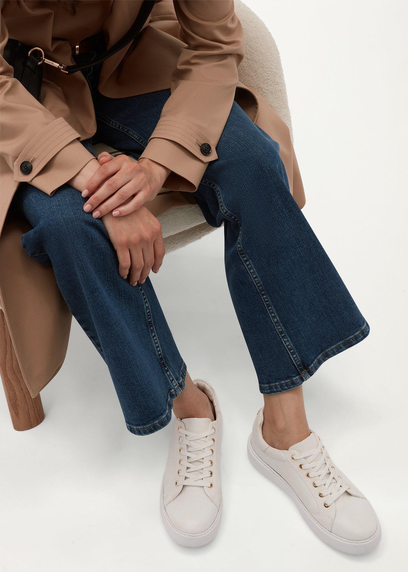 Ada Leather Trainers, White, hi-res