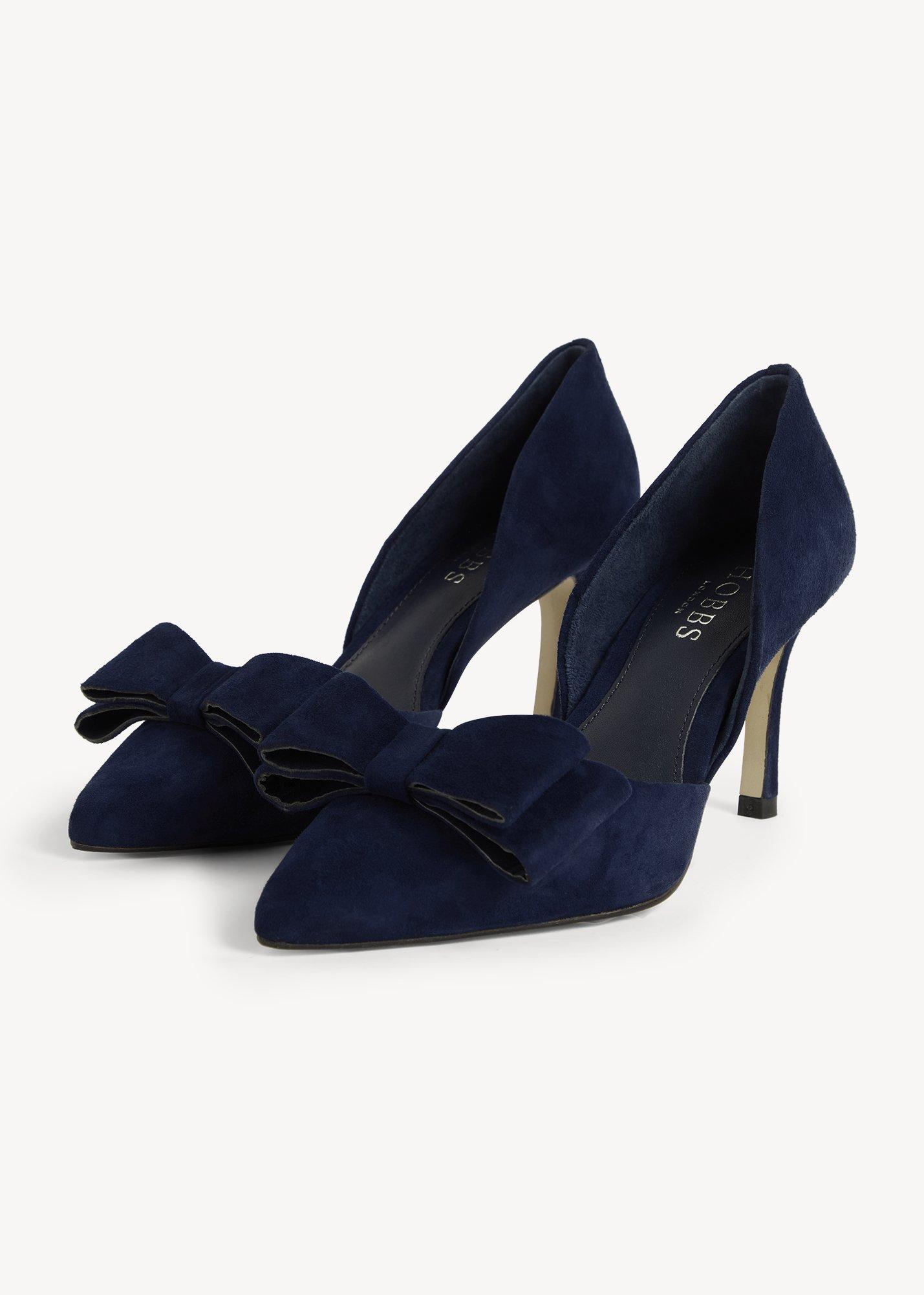 Elva Suede Bow Courts, Midnight Navy, hi-res