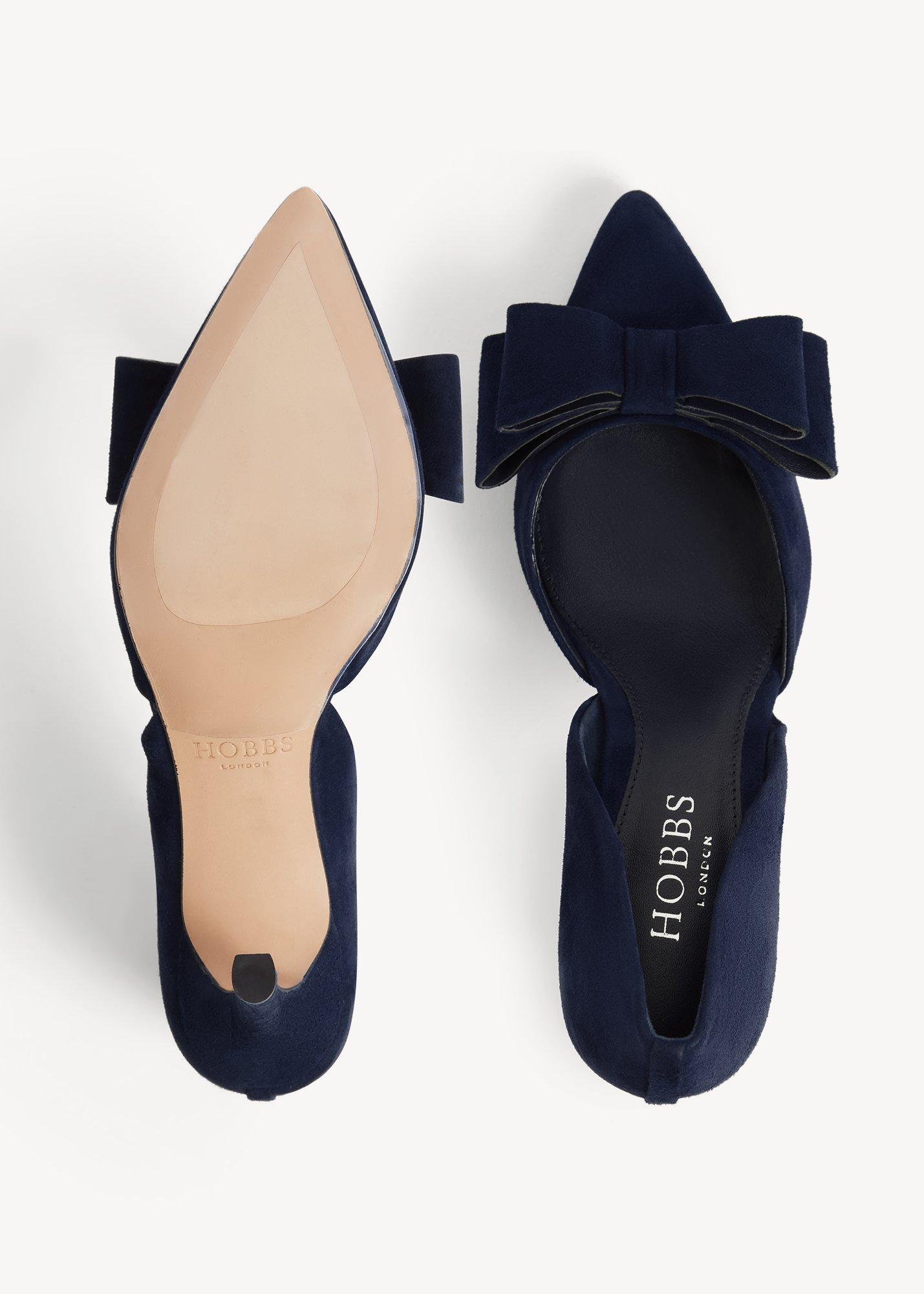 Elva Suede Bow Courts, Midnight Navy, hi-res