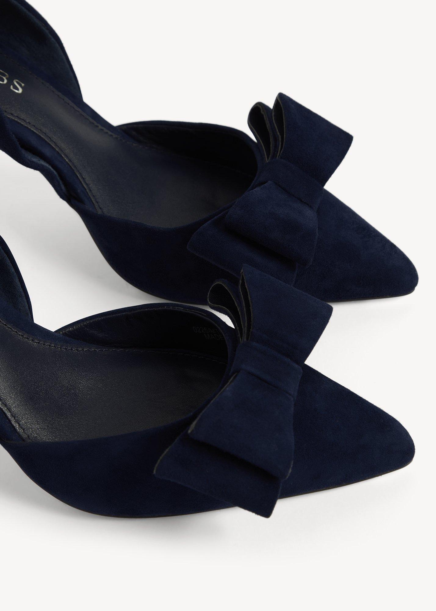 Elva Suede Bow Courts, Midnight Navy, hi-res