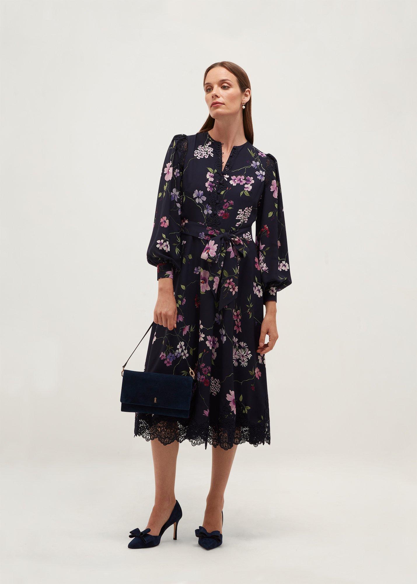 Elva Suede Bow Courts, Midnight Navy, hi-res