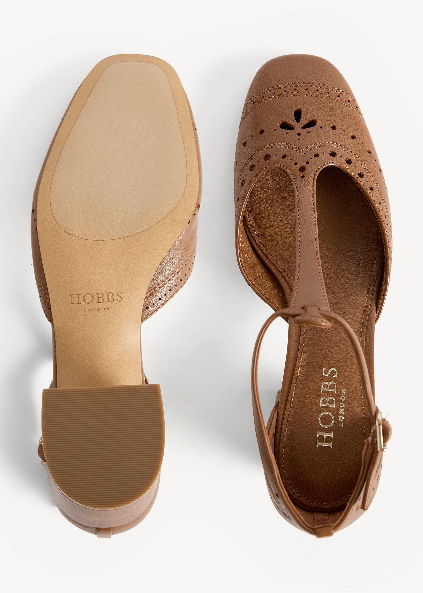 Astrea Leather T-Bar Courts, Tan, hi-res