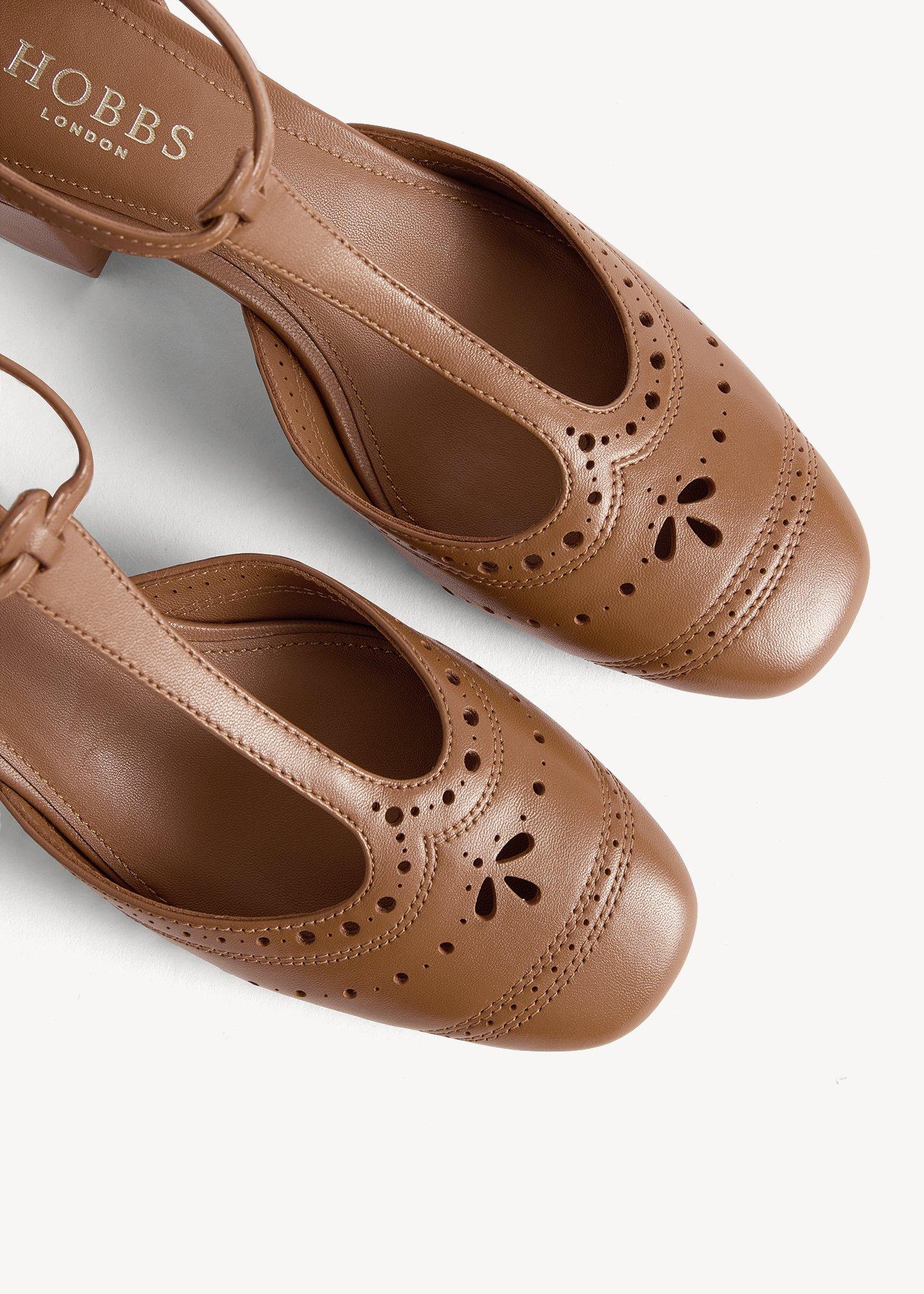 Astrea Leather T-Bar Courts, Tan, hi-res