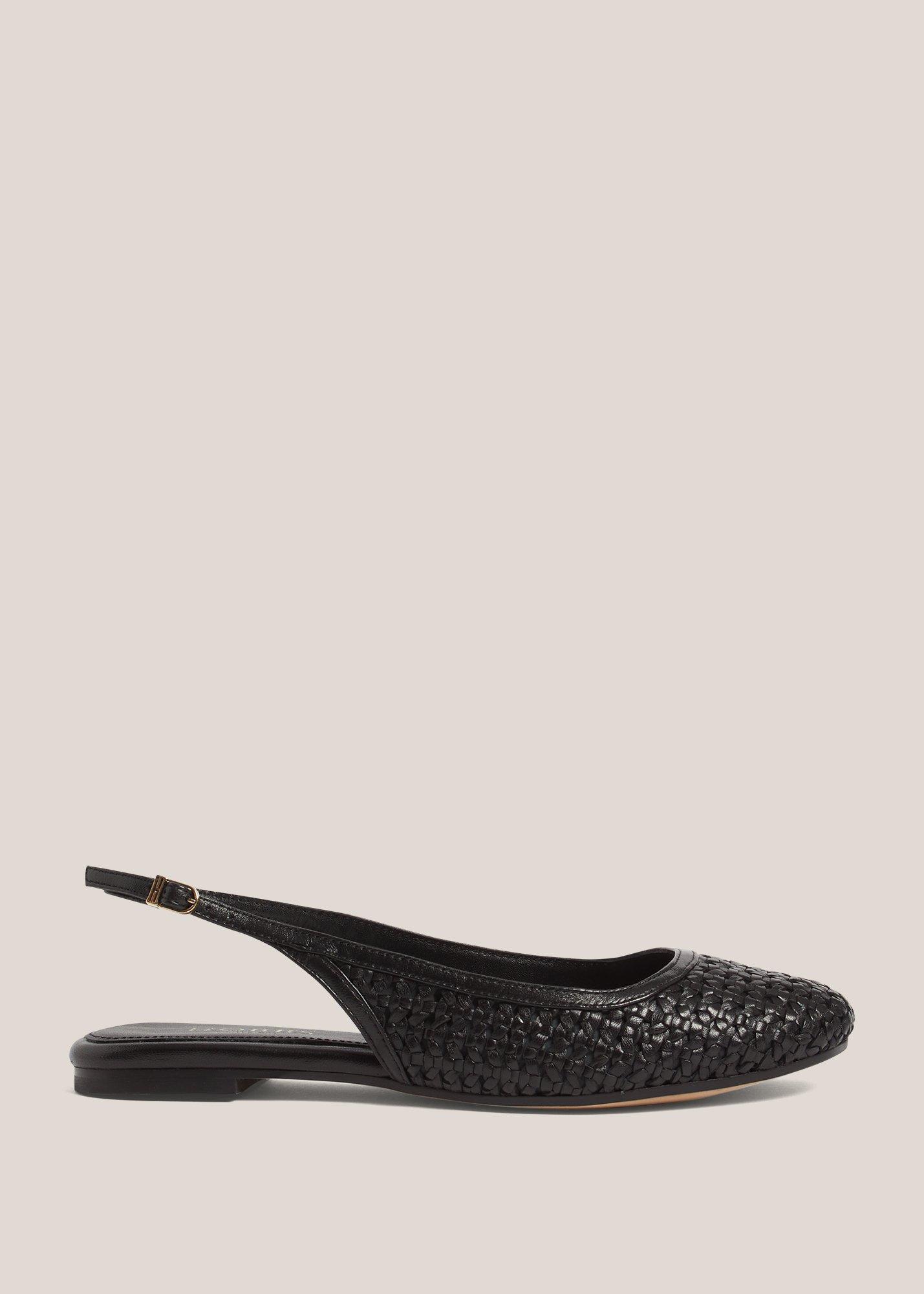 Georgia Woven Leather Flat Slingbacks
