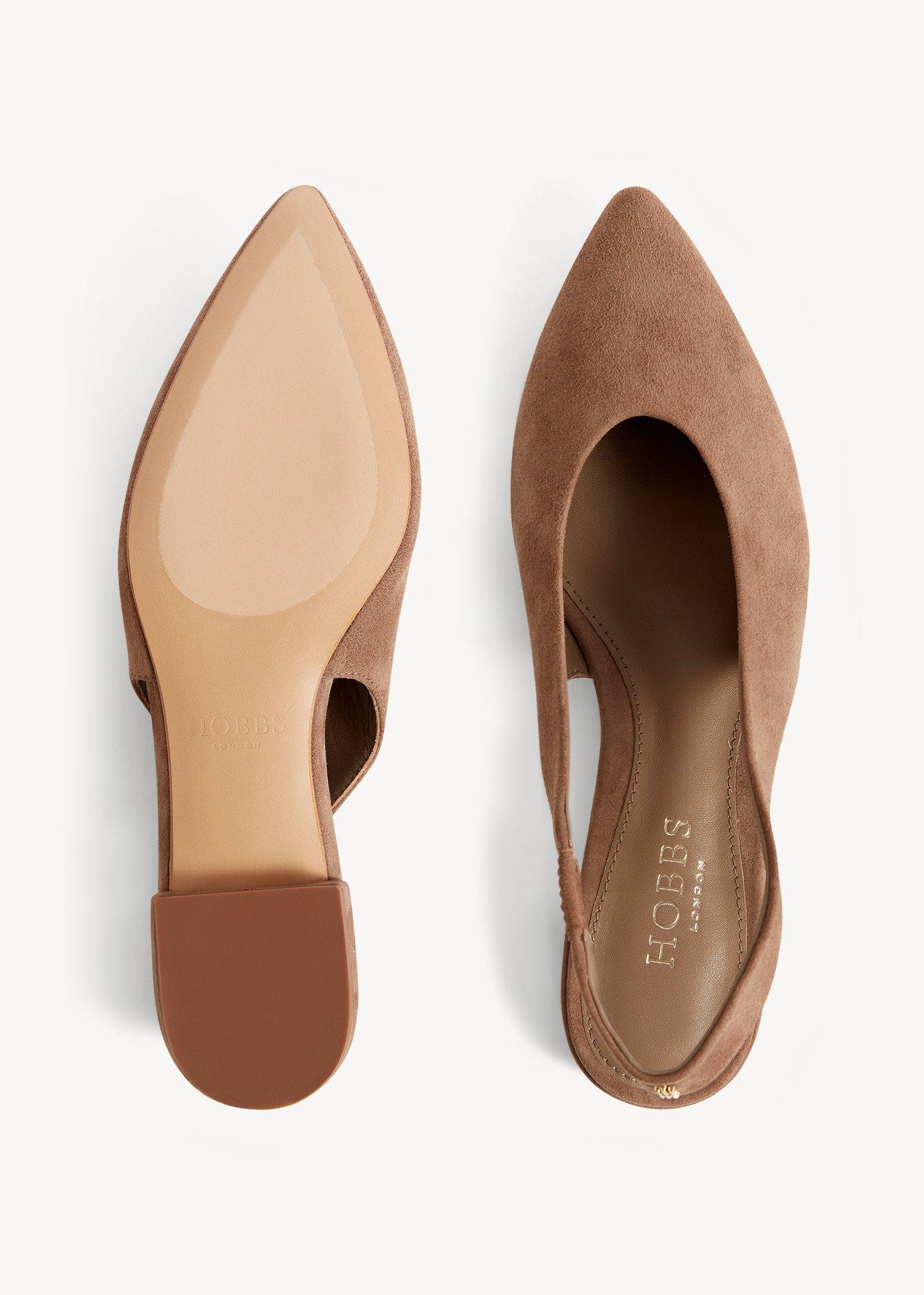 Natalia Leather Slingbacks, Mushroom, hi-res