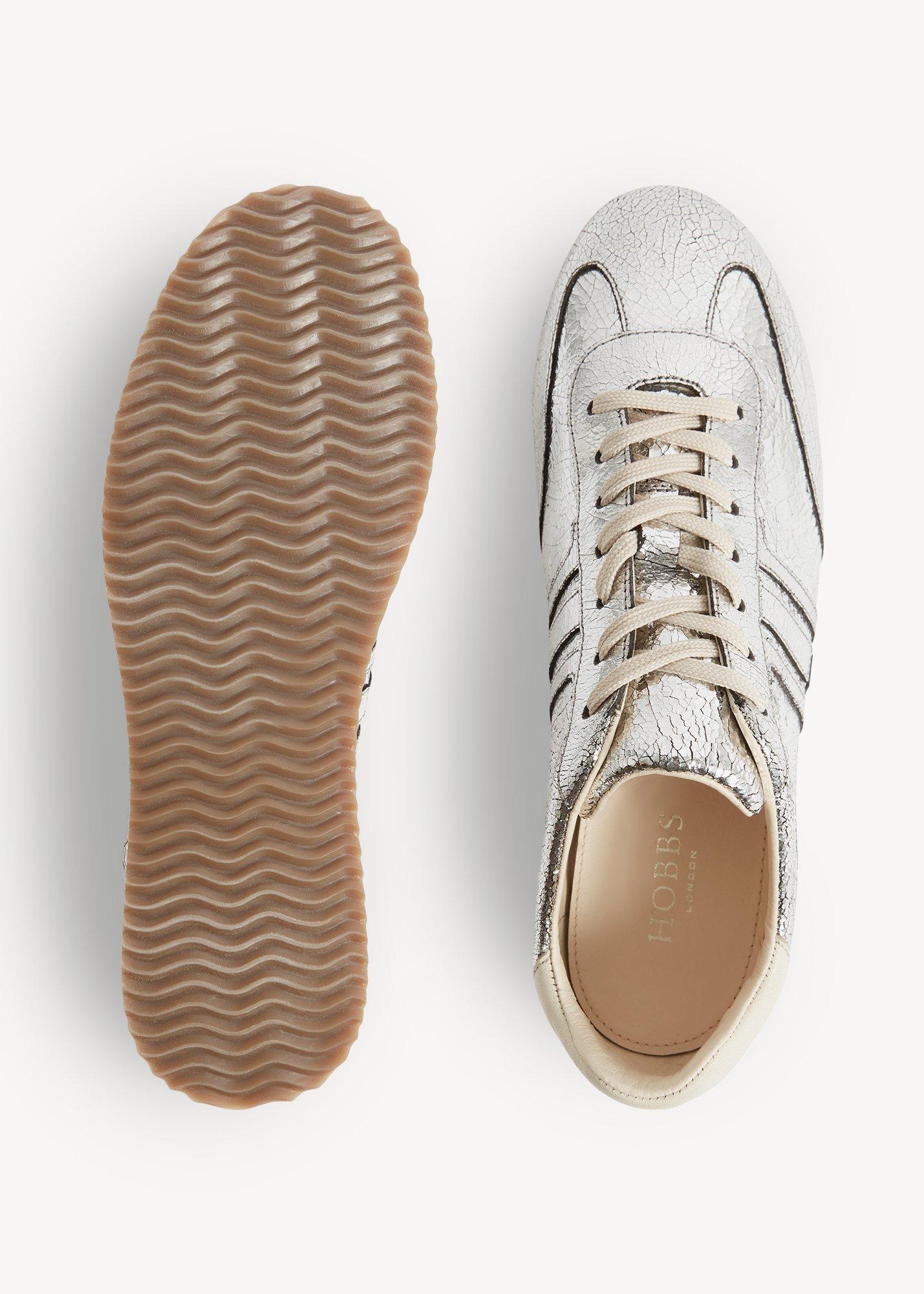 Sofie Leather Trainers, Silver, hi-res